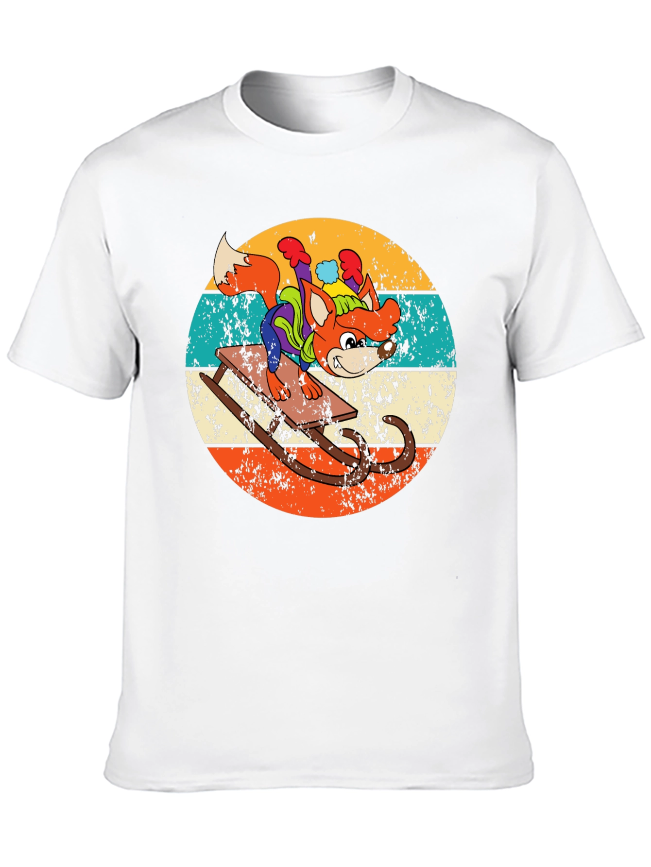 Retro Fox Sledding T-Shirt