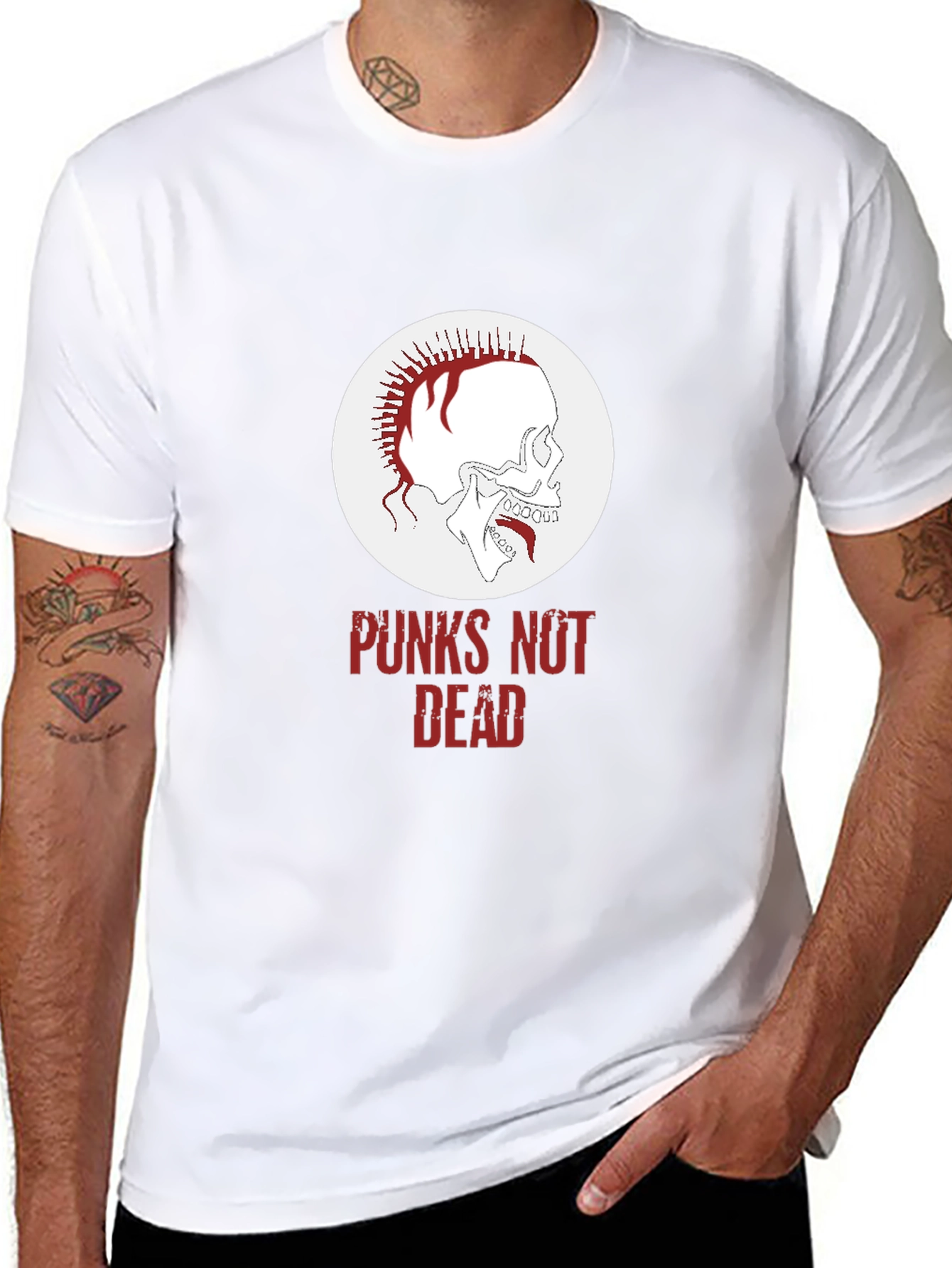 Punk Skull Graphic Tee - Punx Not Dead T-Shirt