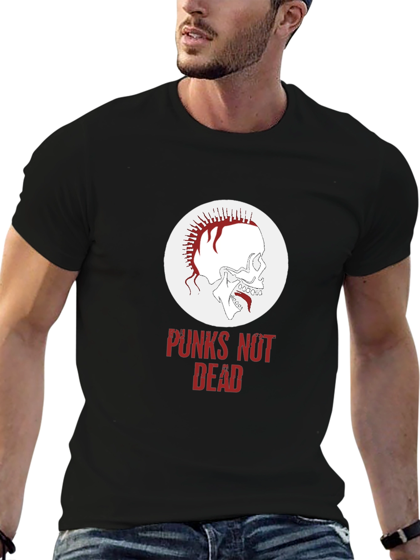 Punk Skull Graphic Tee - Punx Not Dead T-Shirt