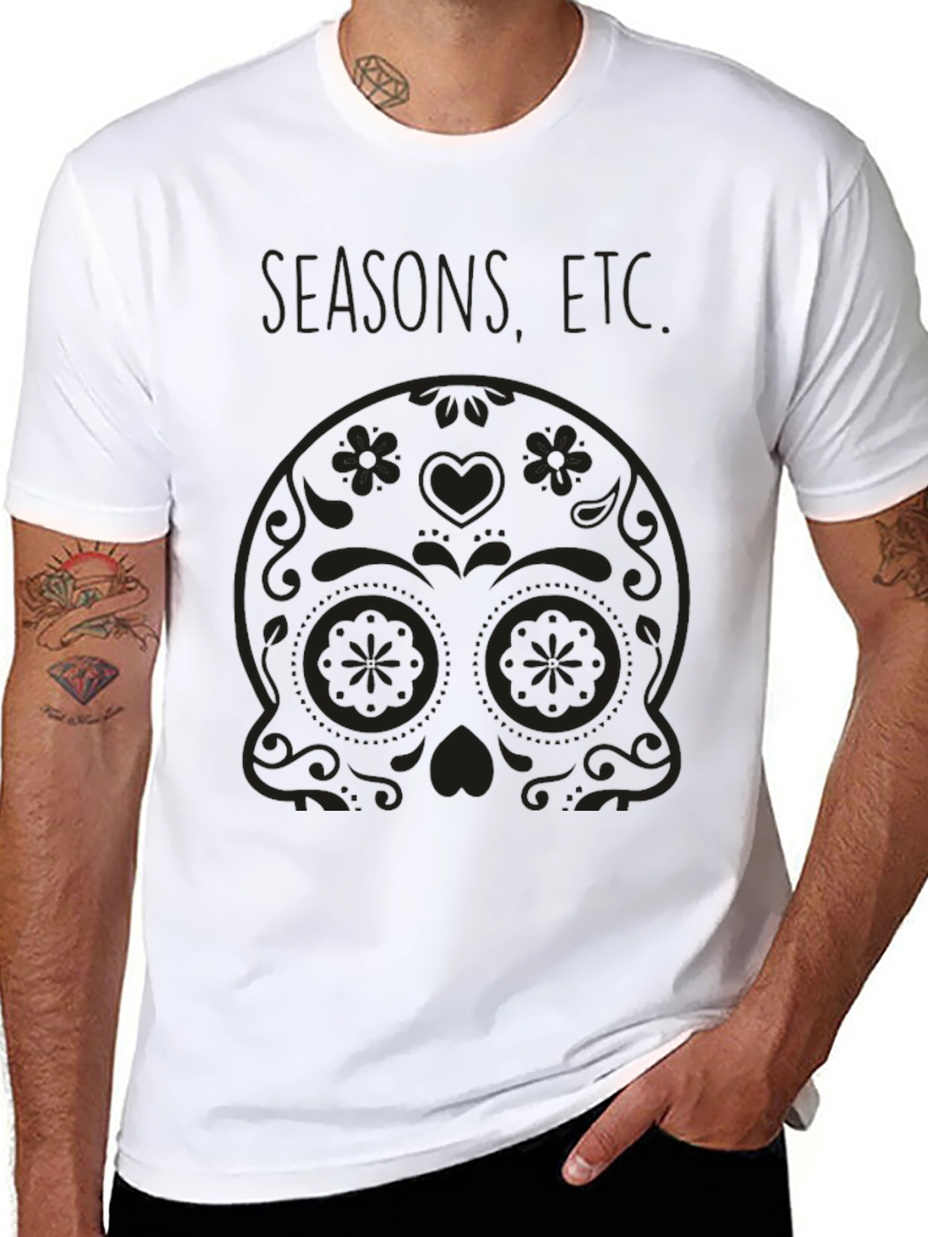 Mens Black Sugar Skull T-Shirt