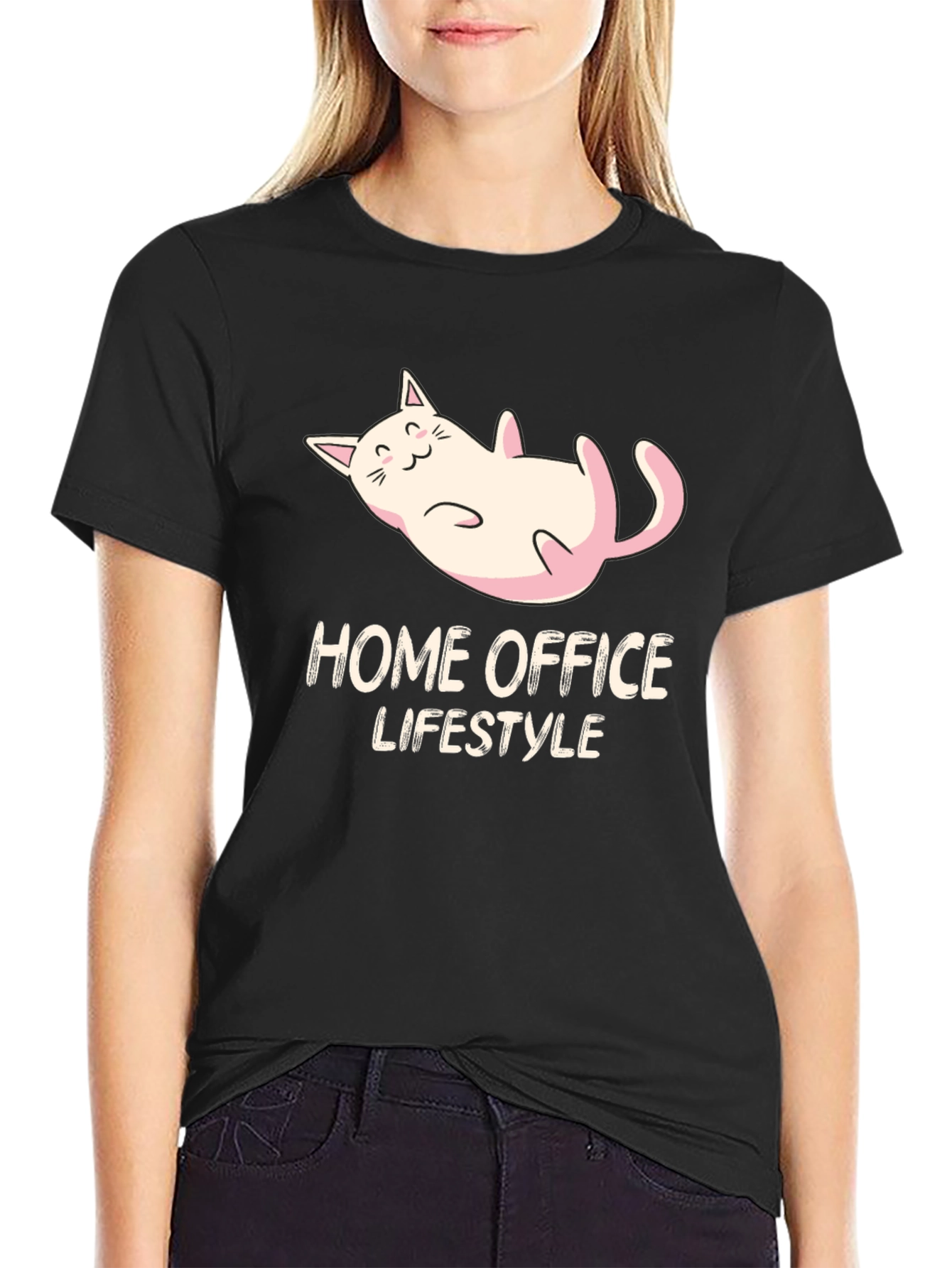 Home Office Lifestyle Cat Graphic T-Shirt