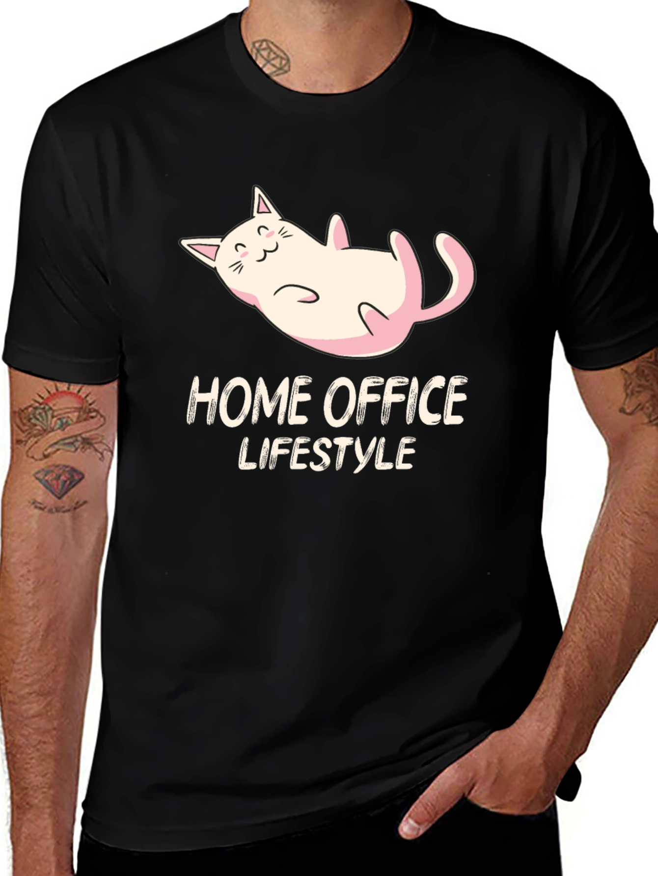Home Office Lifestyle Cat Graphic T-Shirt