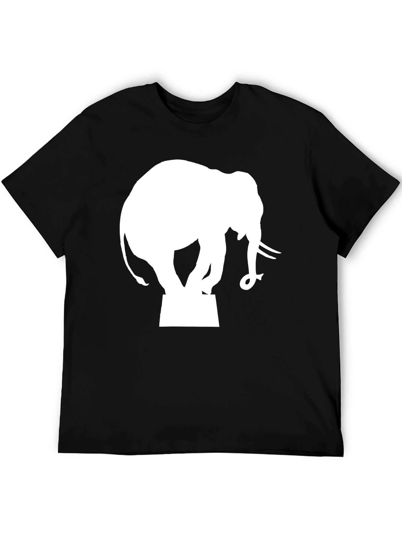 Elephant Silhouette Graphic Tee - Black