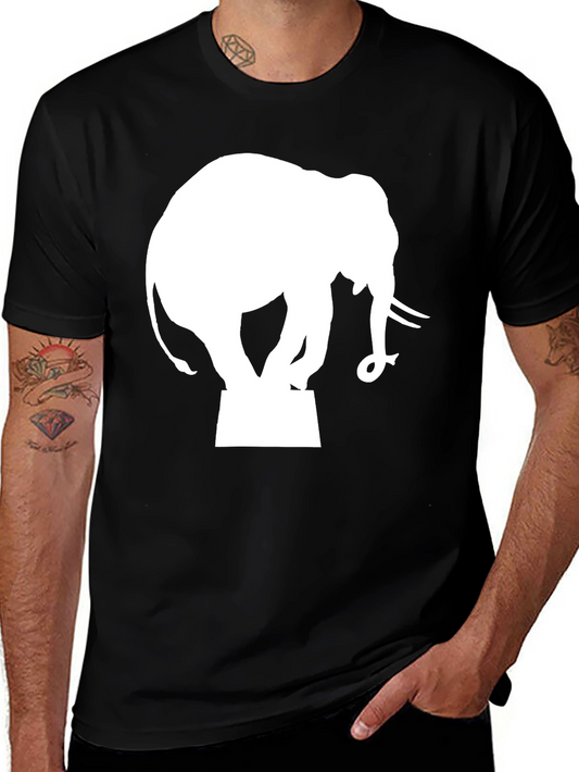 Elephant Silhouette Graphic Tee - Black