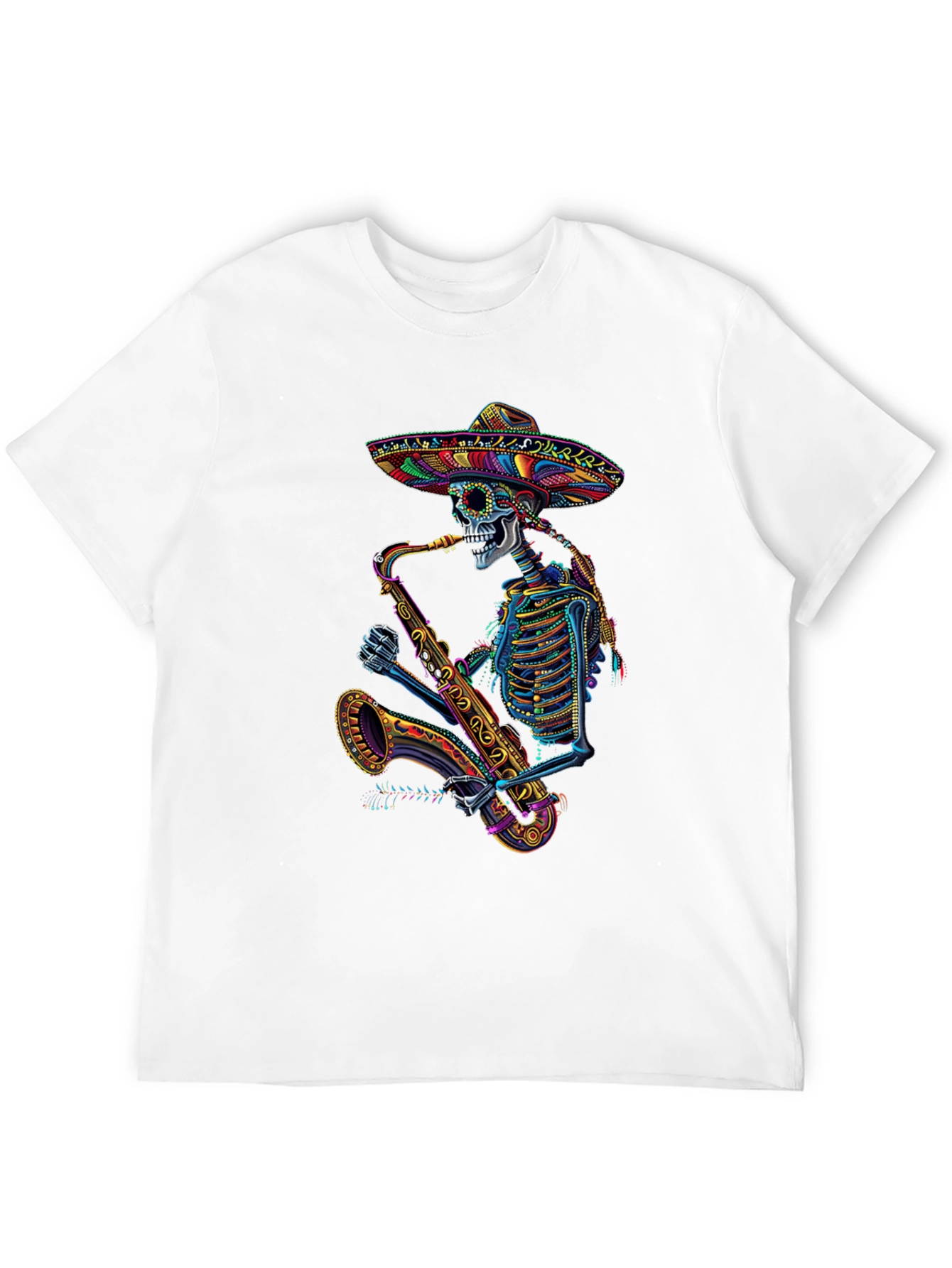 Skeleton Sax Player Graphic Tee