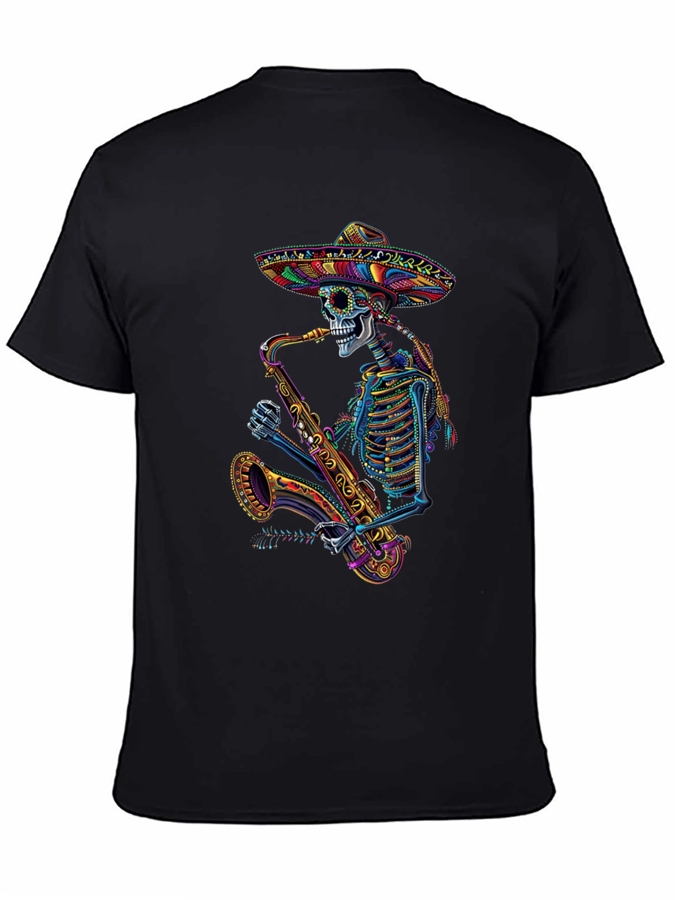 Skeleton Sax Player Graphic Tee