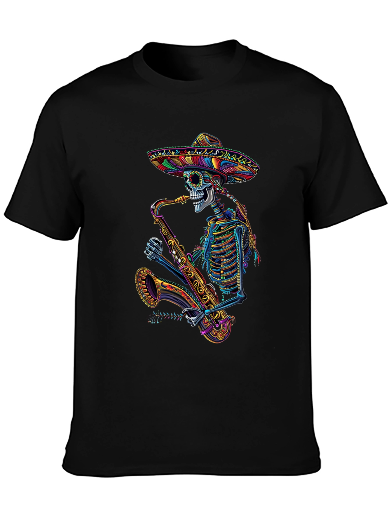 Skeleton Sax Player Graphic Tee