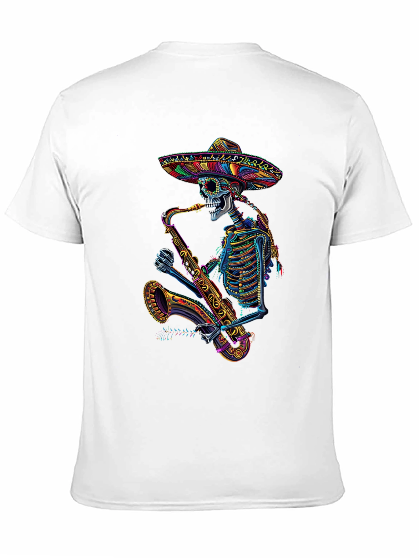 Skeleton Sax Player Graphic Tee