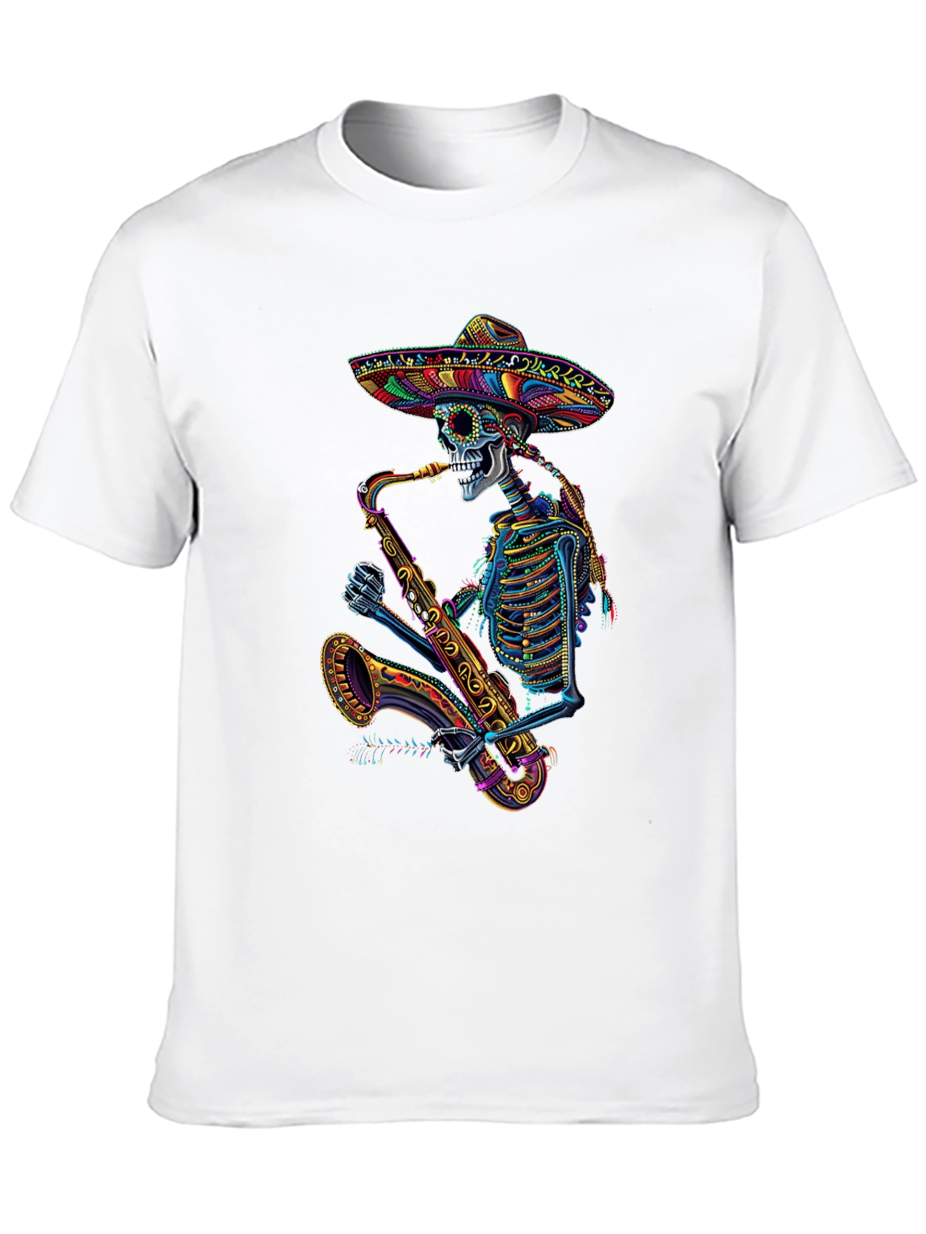 Skeleton Sax Player Graphic Tee
