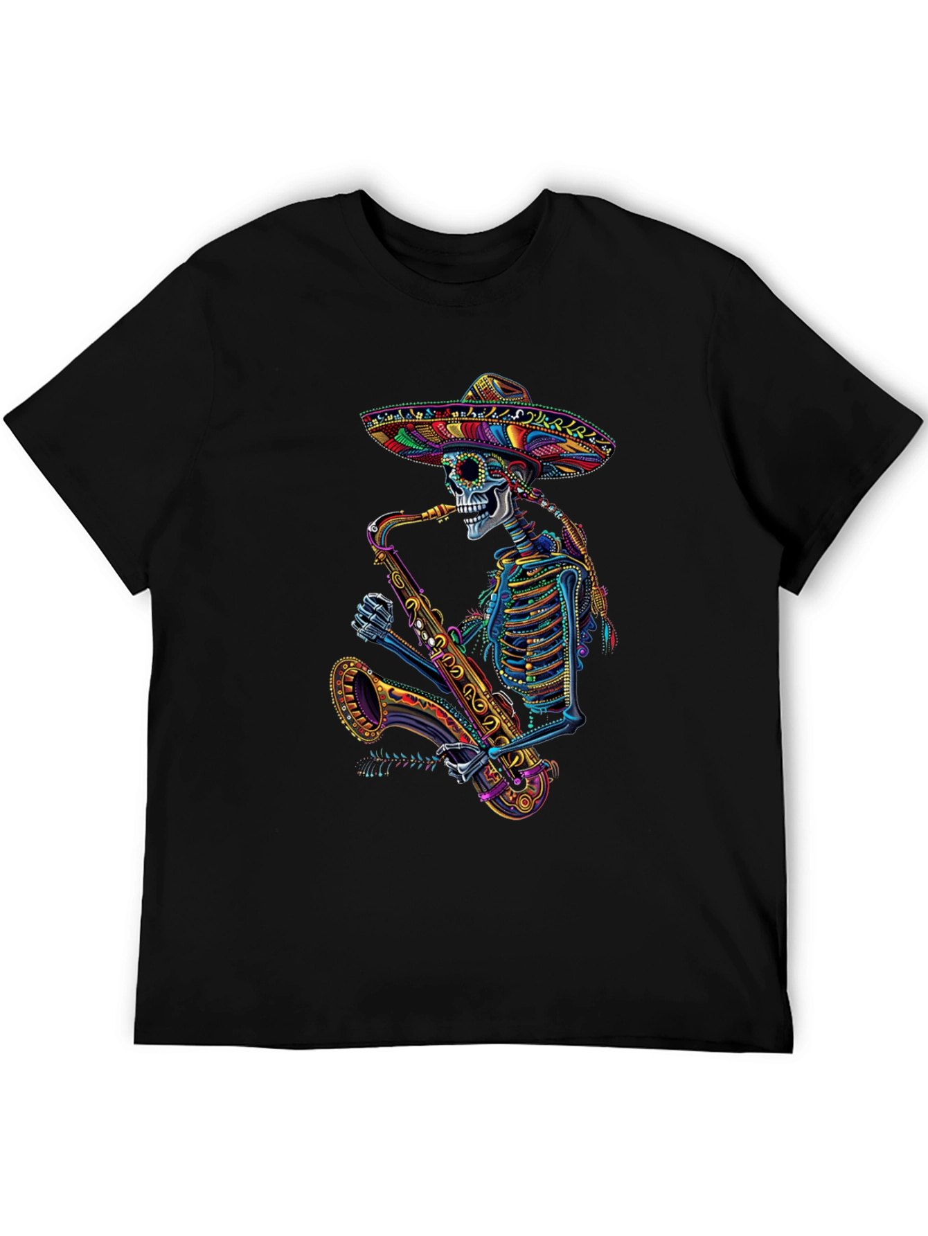 Skeleton Sax Player Graphic Tee