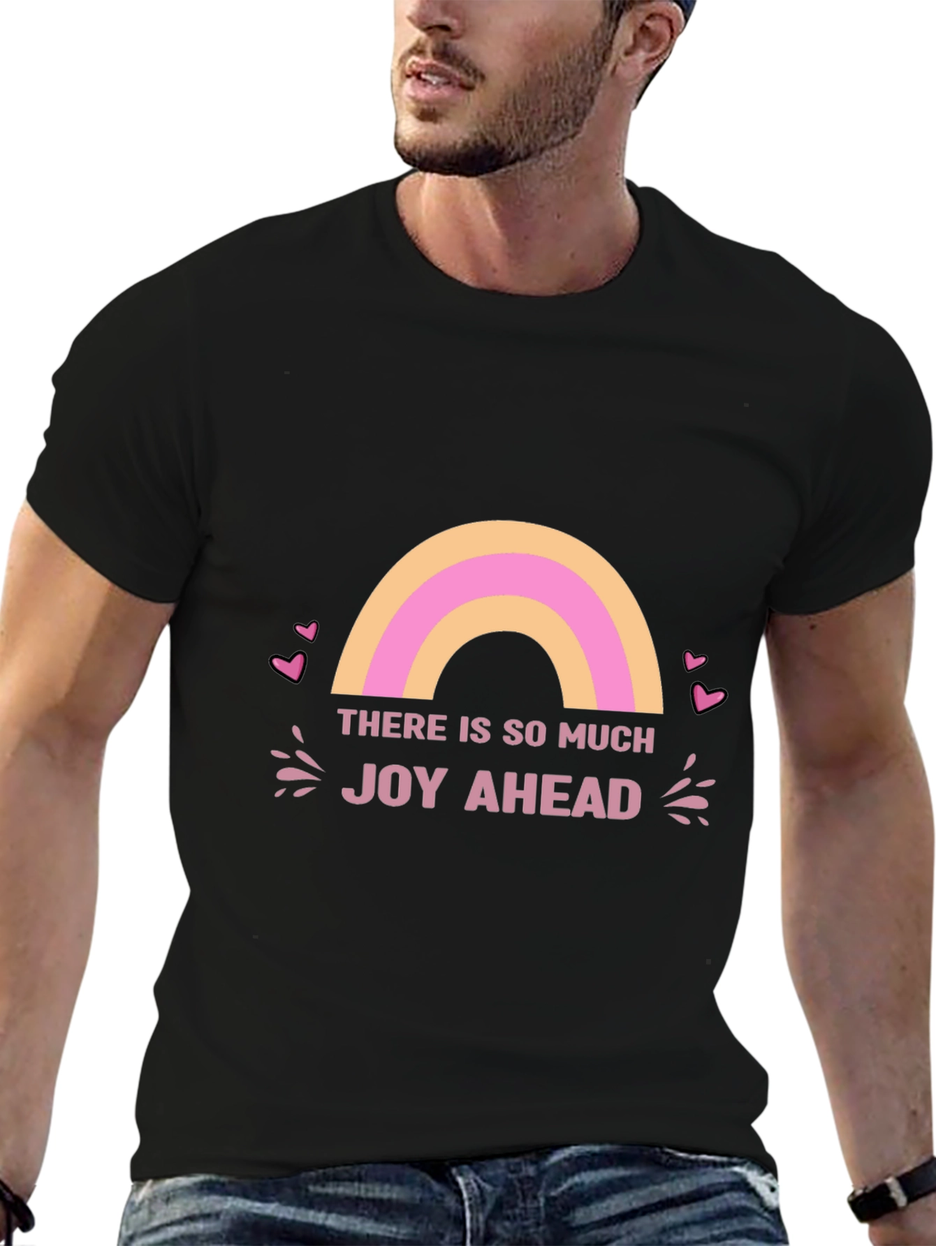 Joy Ahead Graphic Tee - Positive Vibes Black T-Shirt