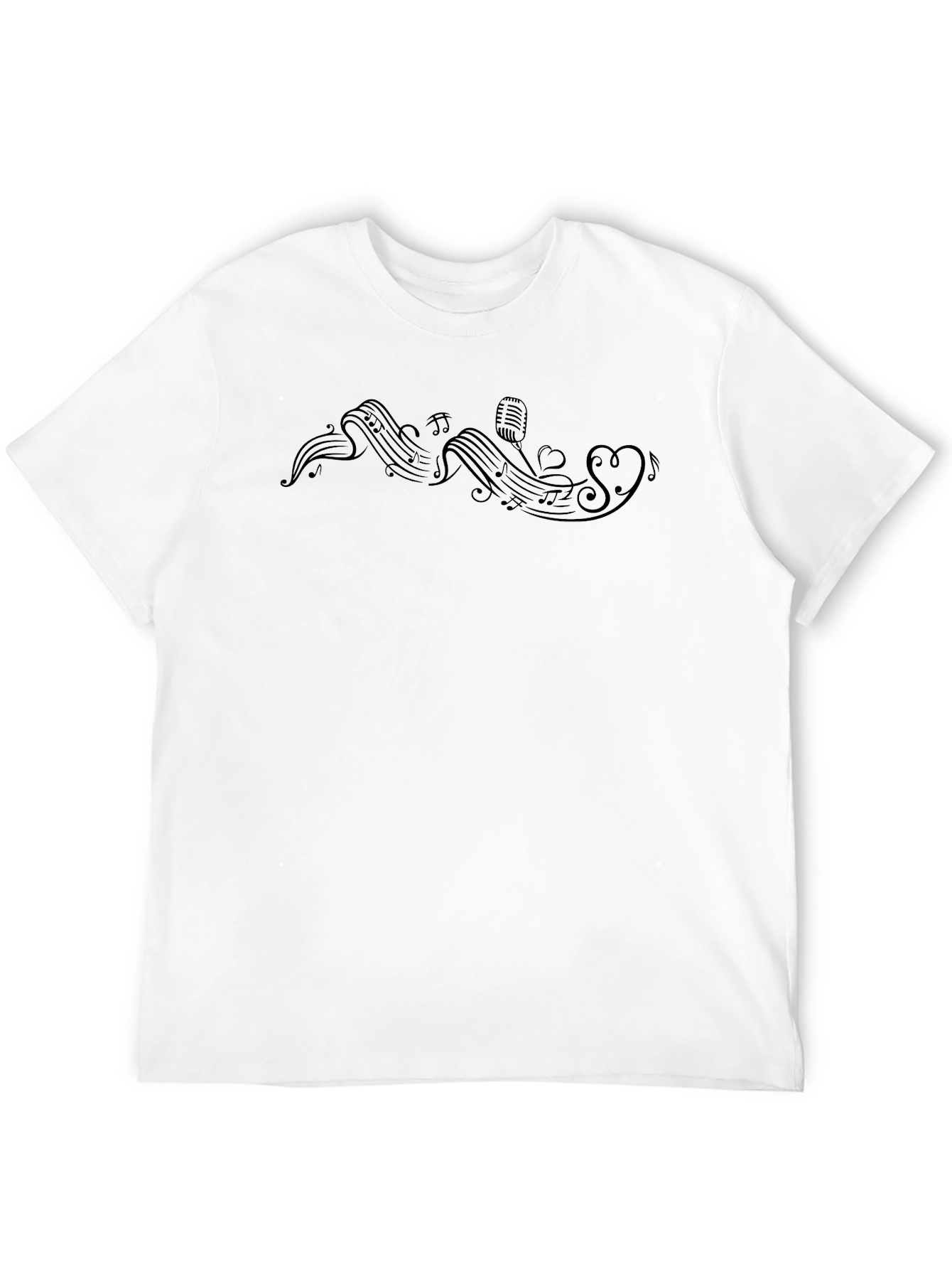 Music Lover Tee - Notes Mic & Heart Graphic