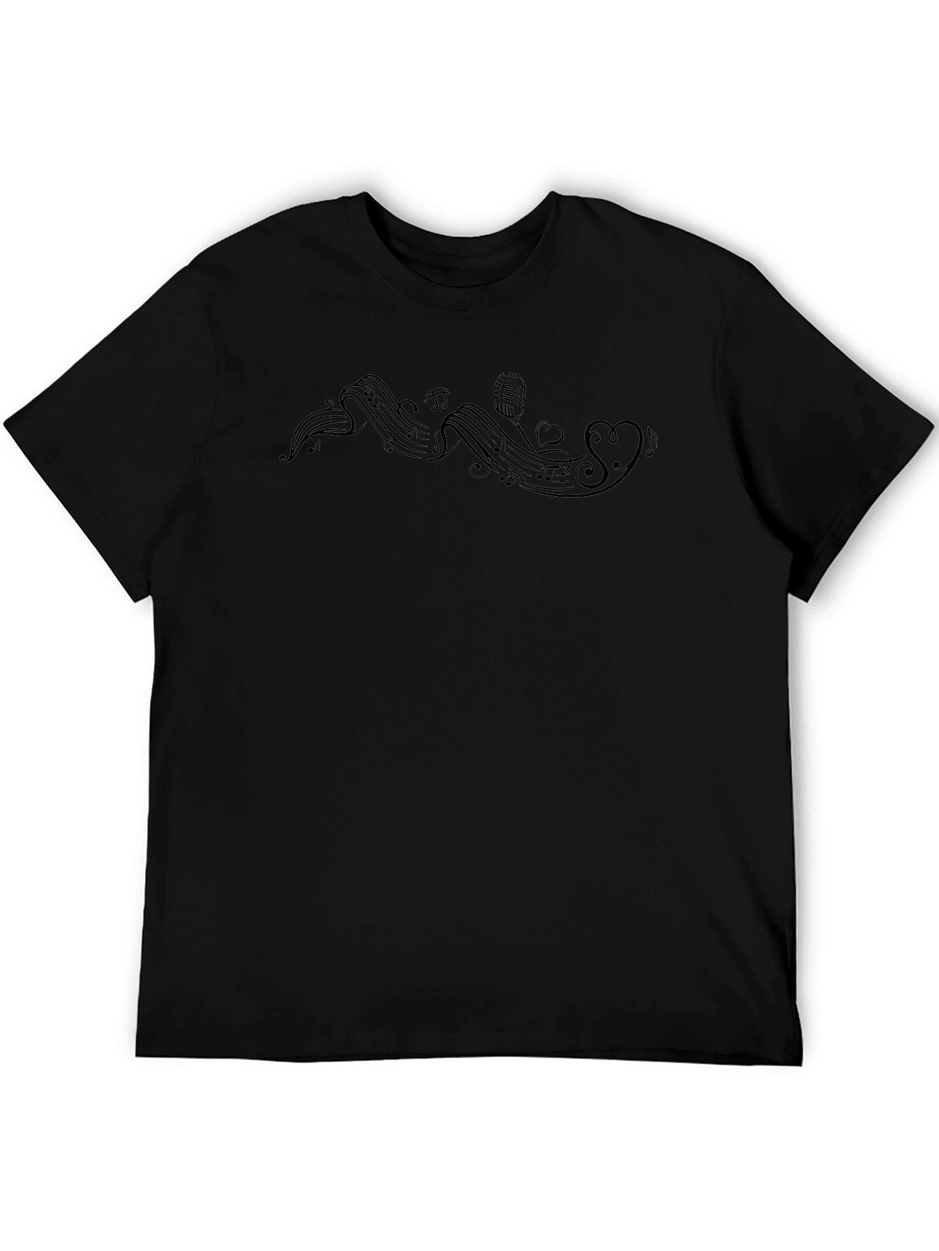 Music Lover Tee - Notes Mic & Heart Graphic