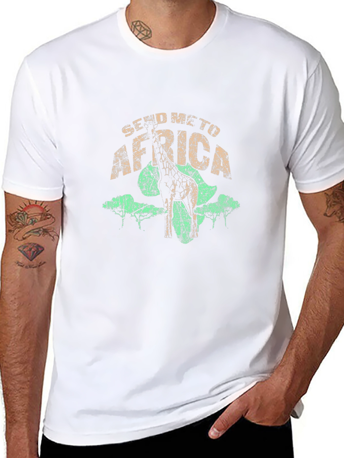 Send Me To Africa Giraffe Graphic T-Shirt