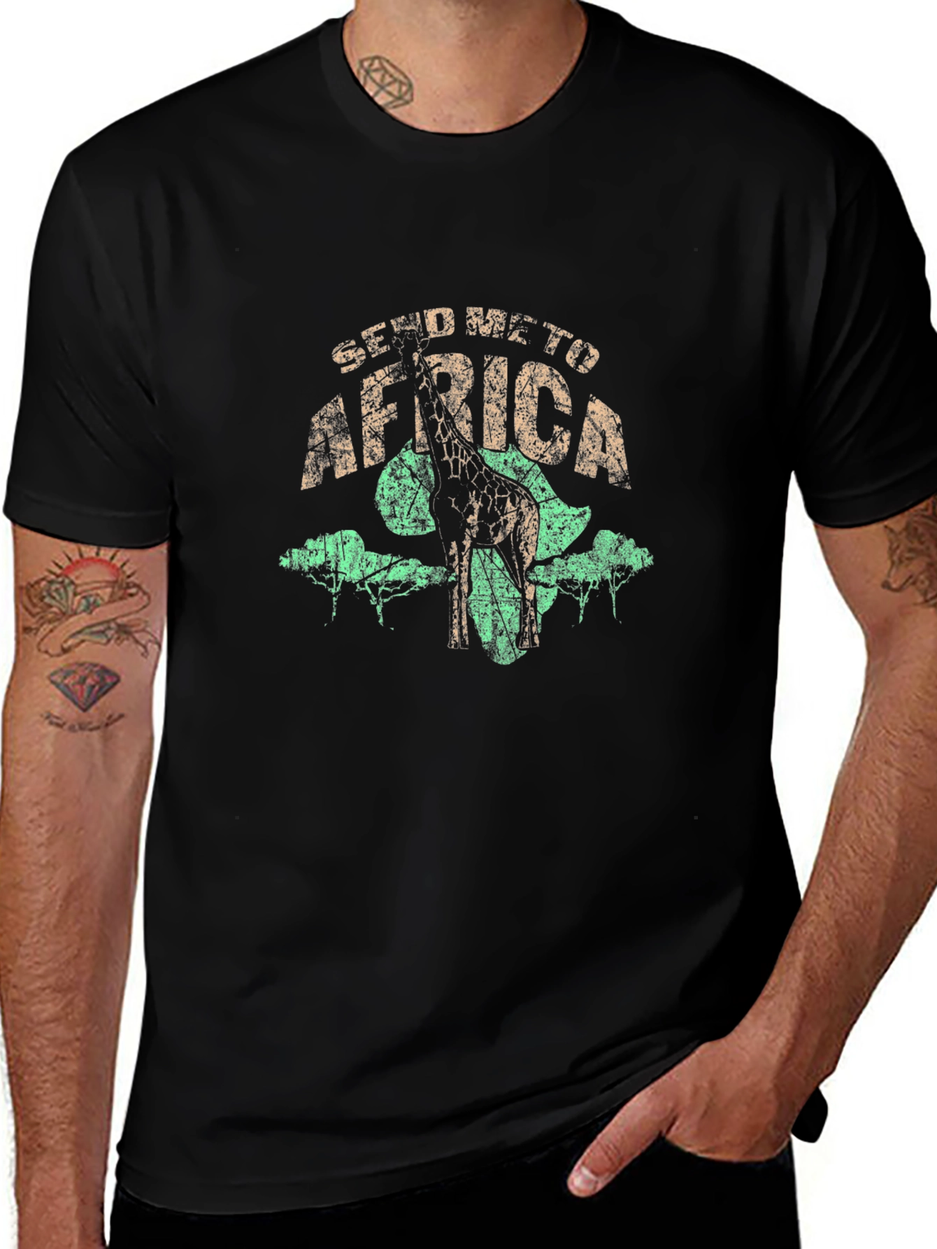 Send Me To Africa Giraffe Graphic T-Shirt