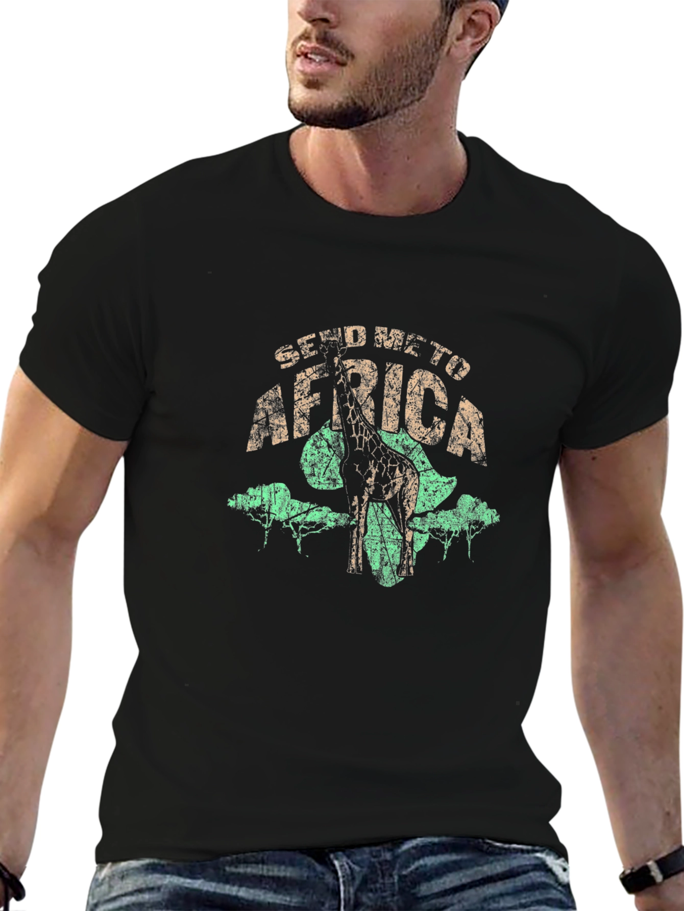 Send Me To Africa Giraffe Graphic T-Shirt