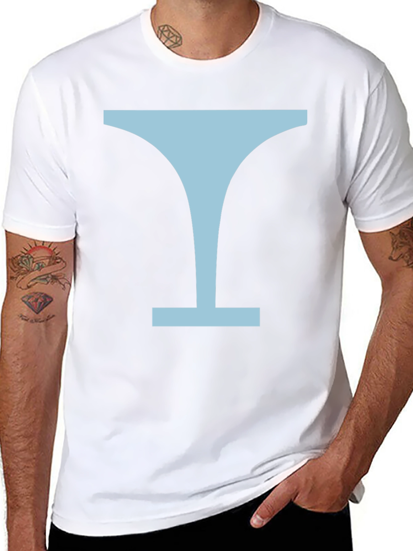 Minimalist Martini Glass Graphic Tee - Black