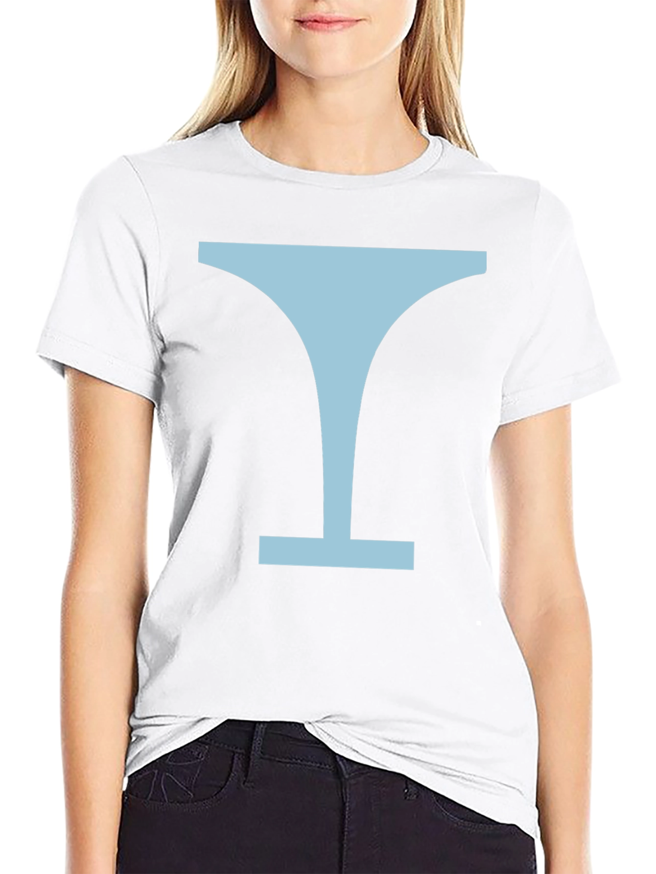 Minimalist Martini Glass Graphic Tee - Black