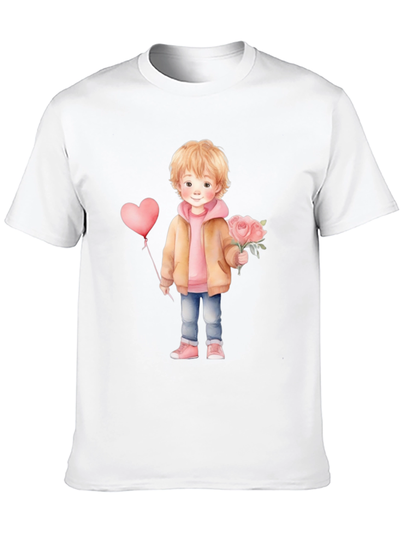 Cute Boy with Flowers and Balloon T-Shirt