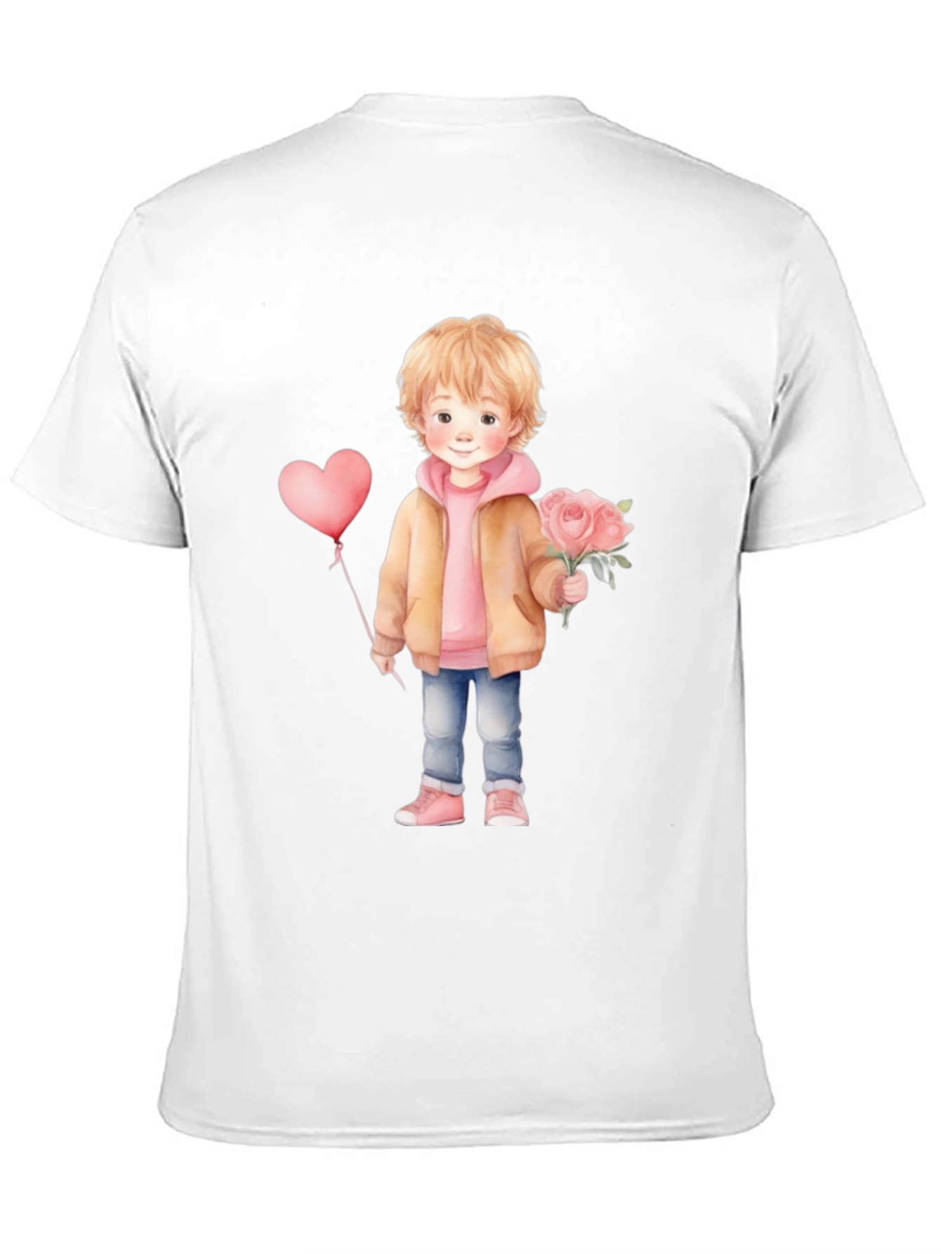 Cute Boy with Flowers and Balloon T-Shirt