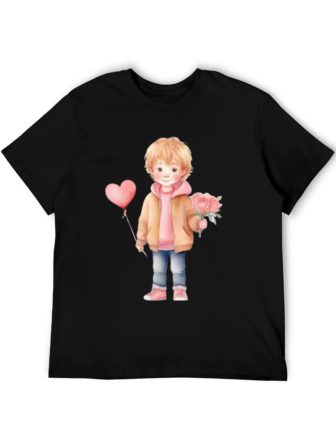 Cute Boy with Flowers and Balloon T-Shirt