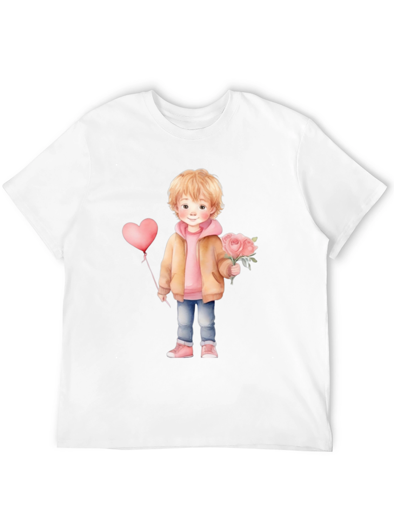 Cute Boy with Flowers and Balloon T-Shirt