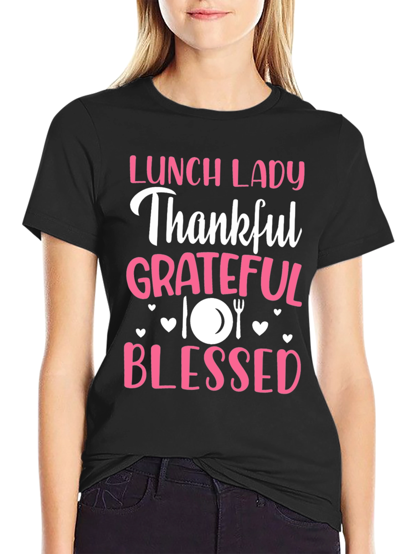 Lunch Lady Thankful Grateful Blessed T-Shirt