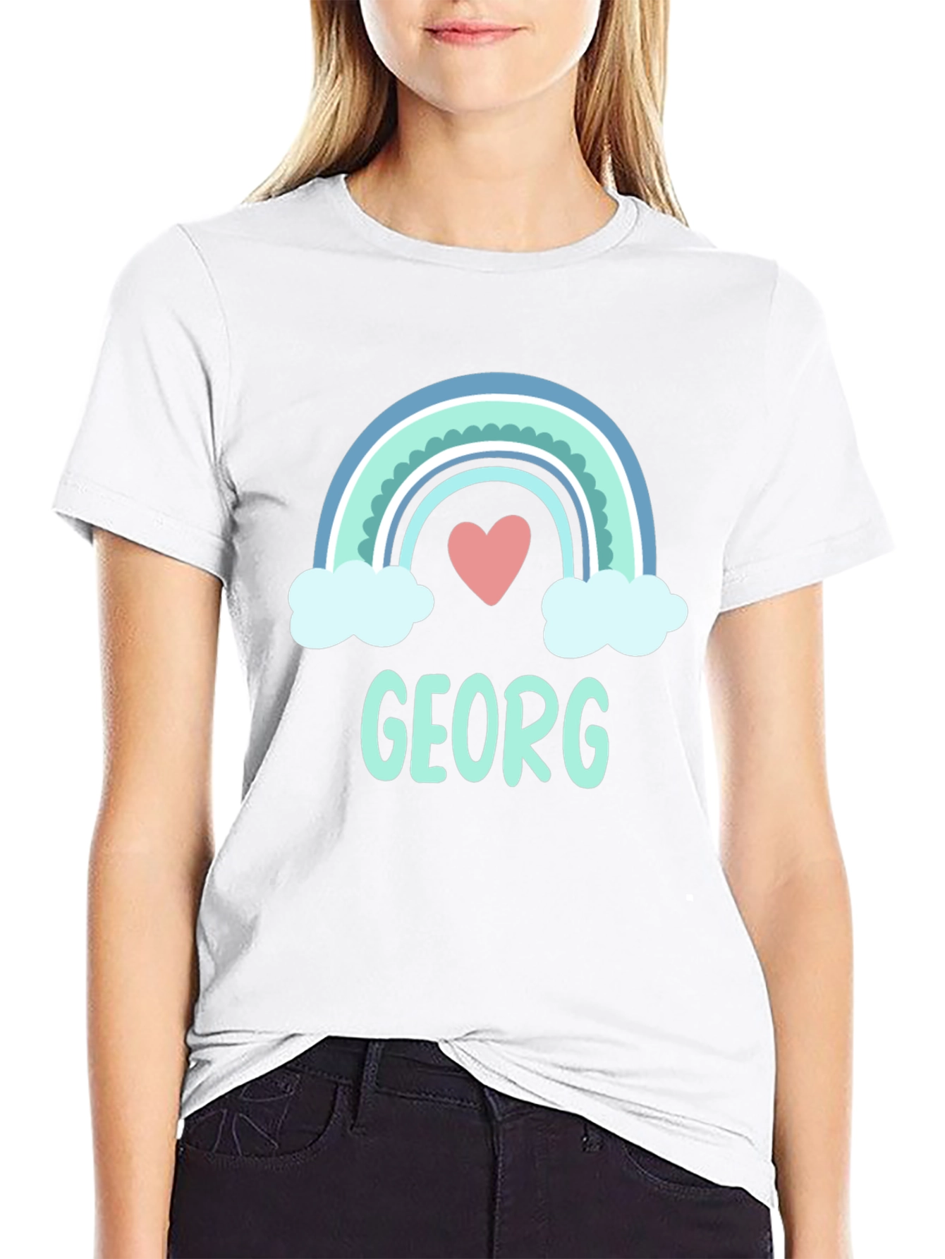 Personalized Georg Rainbow Heart T-Shirt