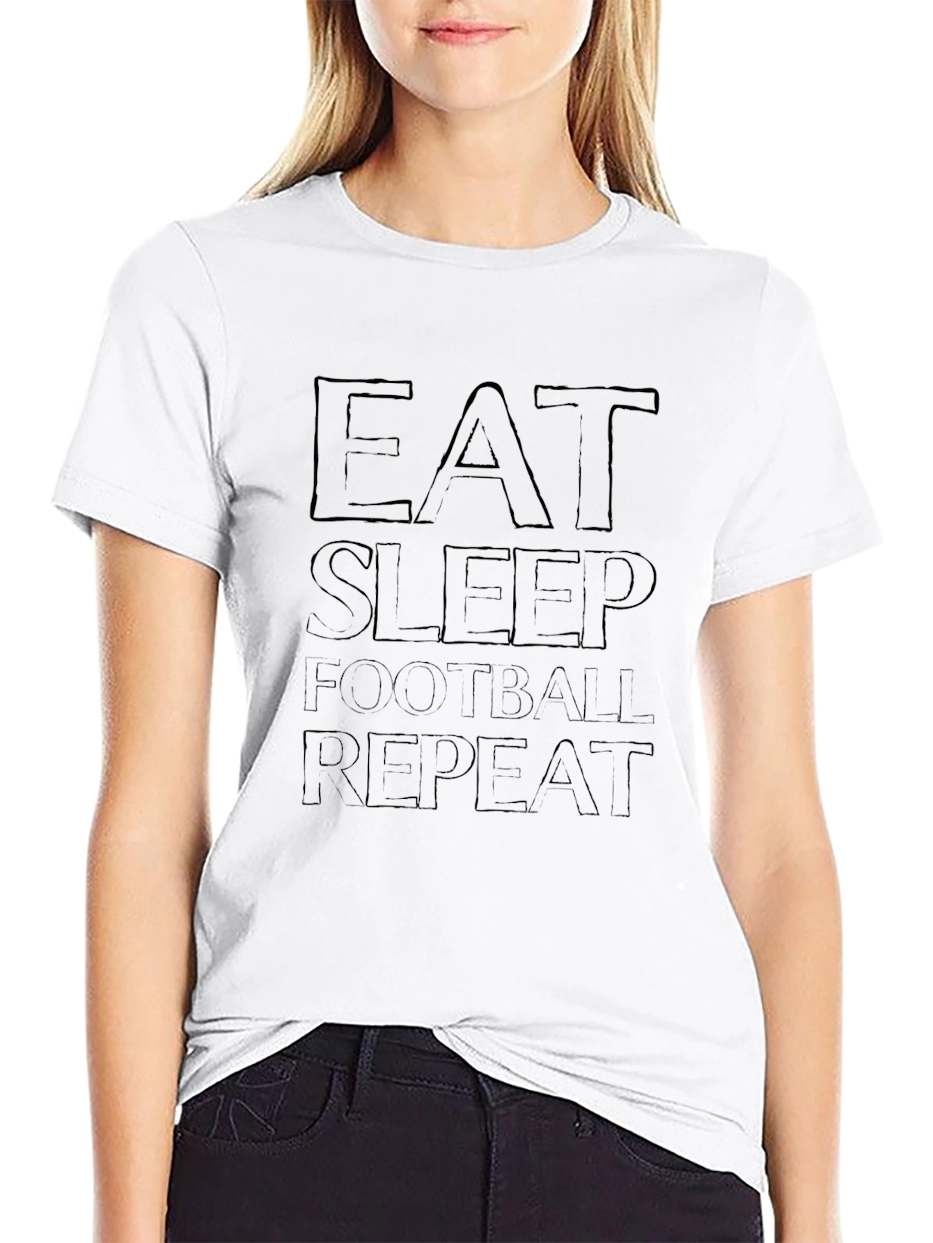 Eat Sleep Football Repeat Black T-Shirt