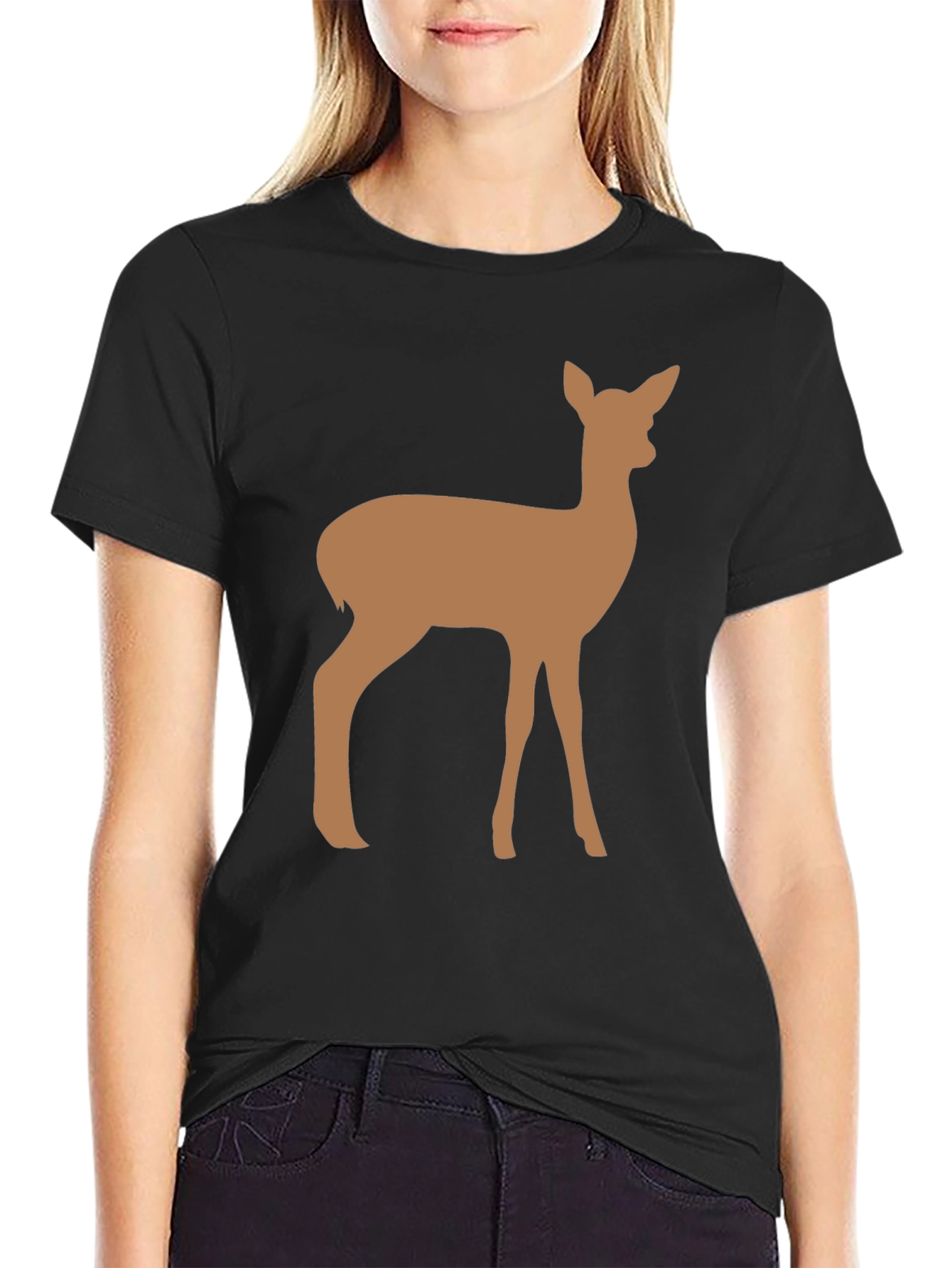 Deer Graphic Black Tee - Unisex Casual T-Shirt
