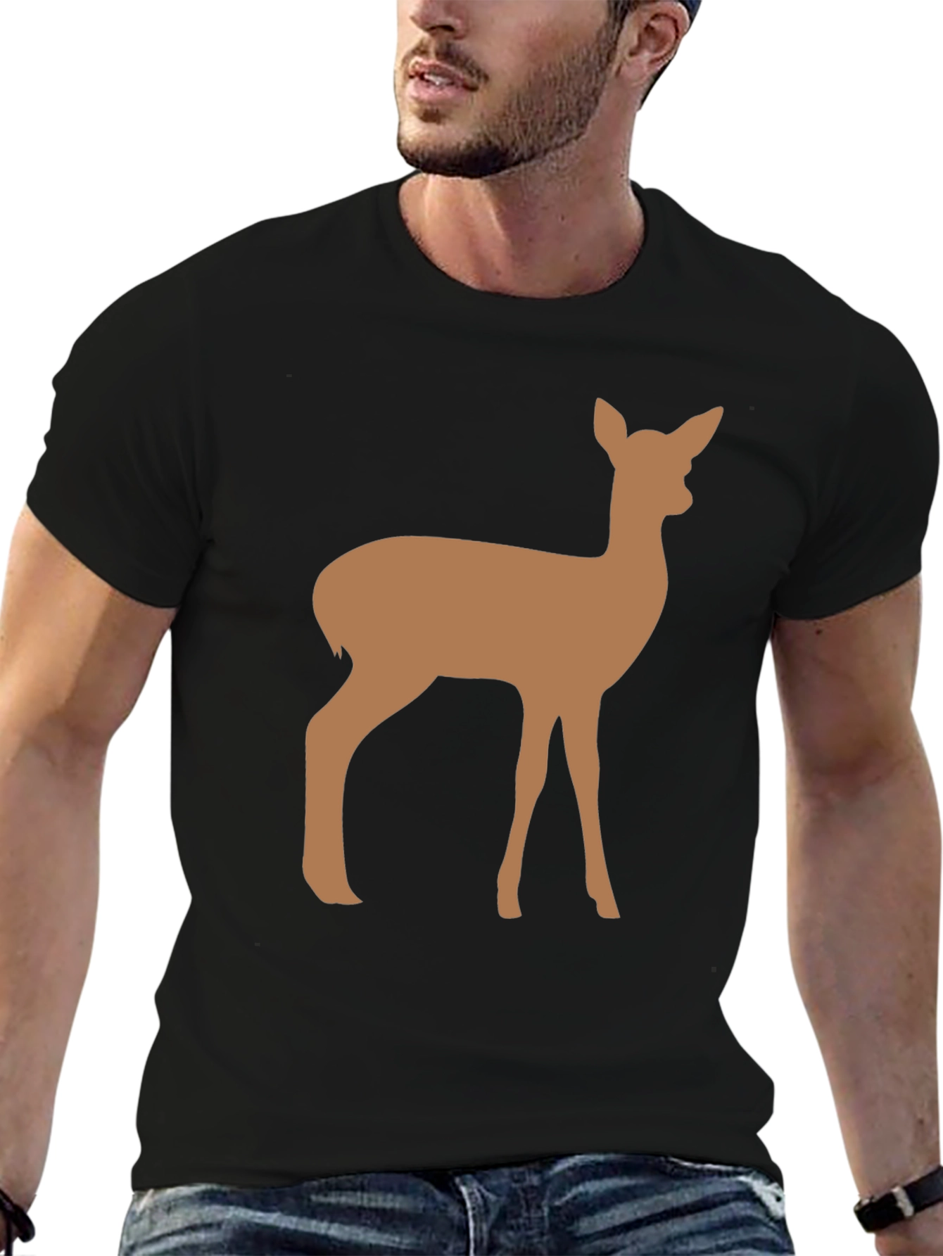 Deer Graphic Black Tee - Unisex Casual T-Shirt