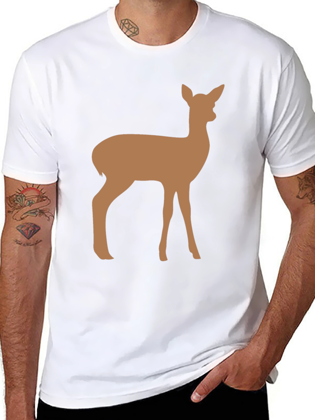 Deer Graphic Black Tee - Unisex Casual T-Shirt