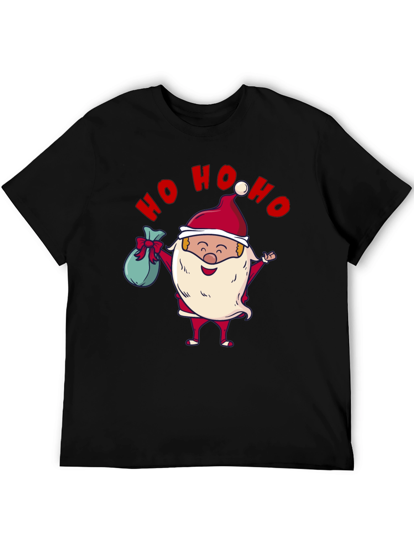 Festive Santa Ho Ho Ho Black T-Shirt
