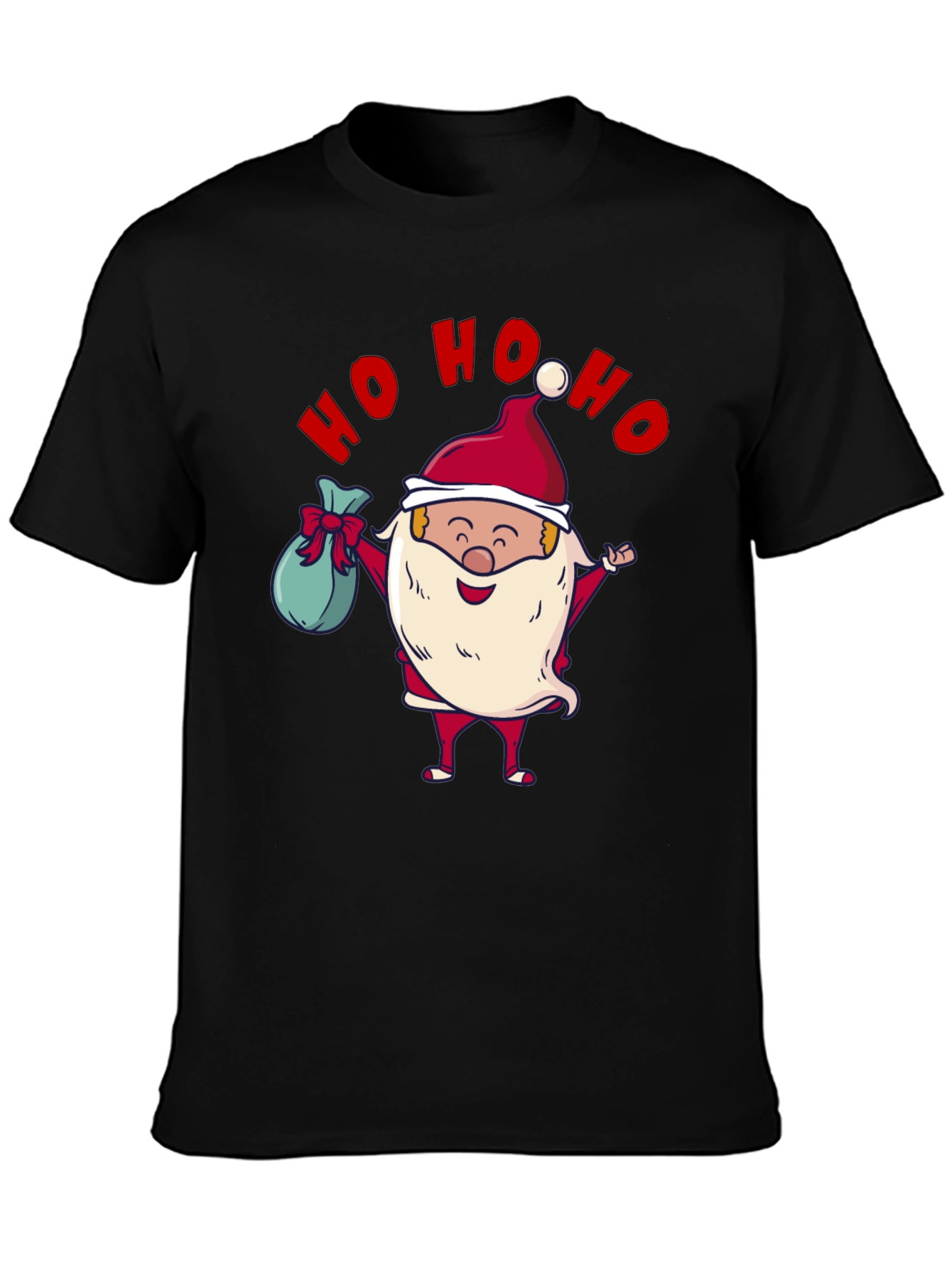 Festive Santa Ho Ho Ho Black T-Shirt