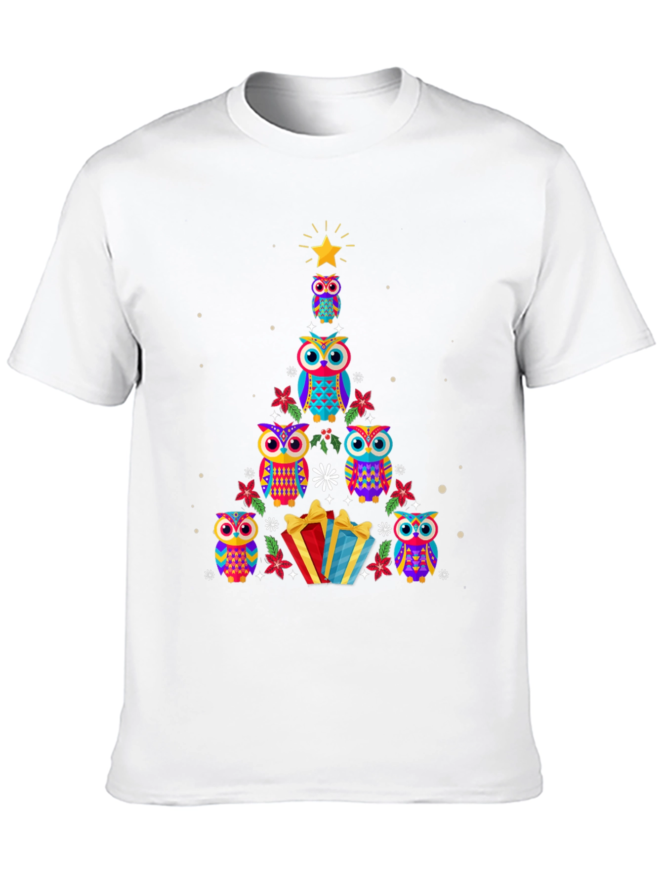 Festive Owl Christmas Tree T-Shirt