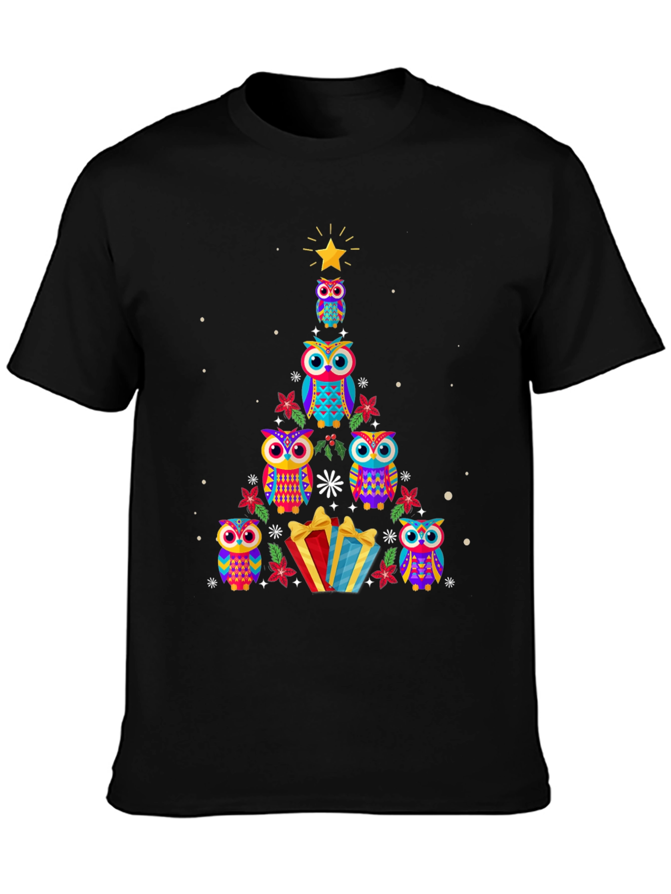 Festive Owl Christmas Tree T-Shirt