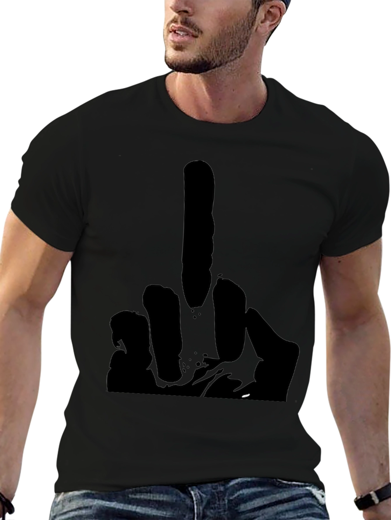 Middle Finger Graphic Tee - Black