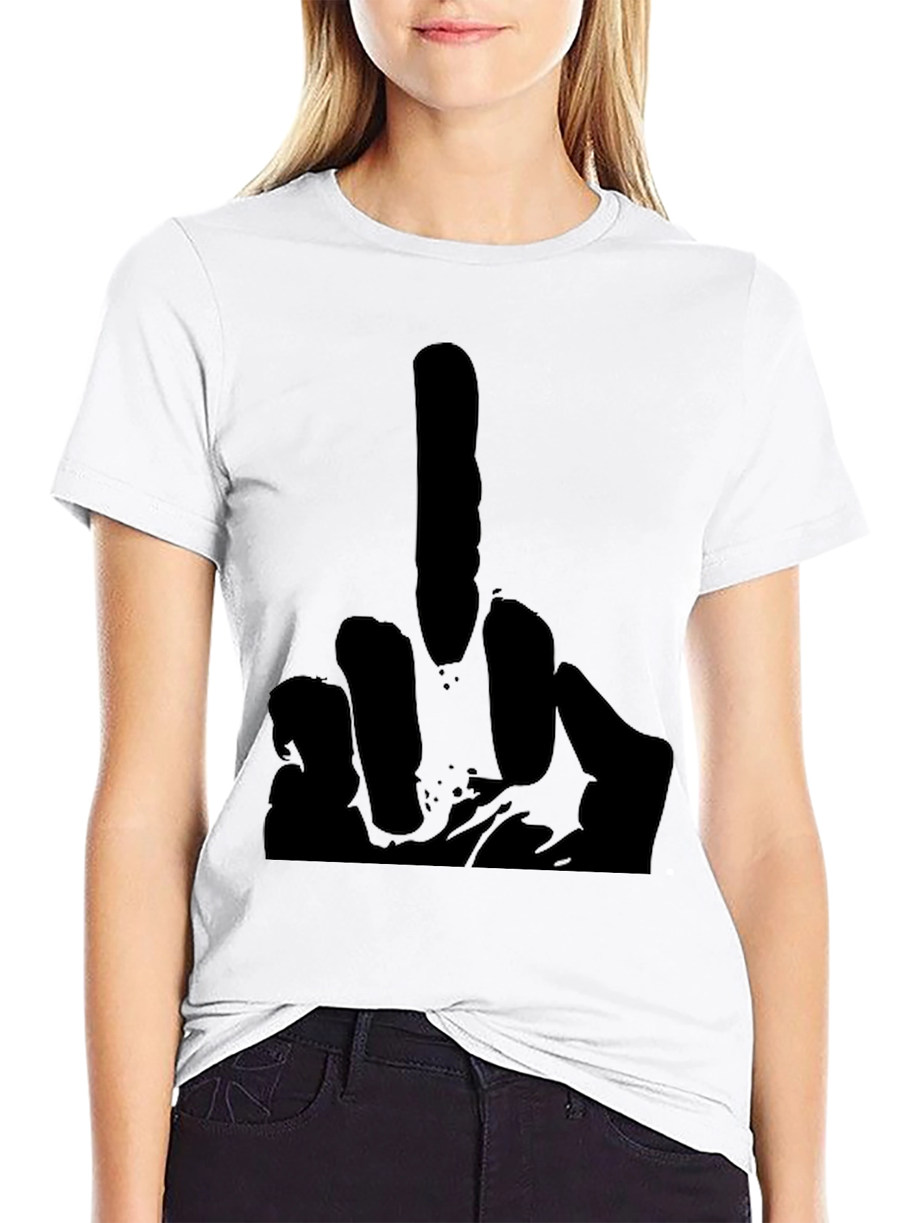Middle Finger Graphic Tee - Black