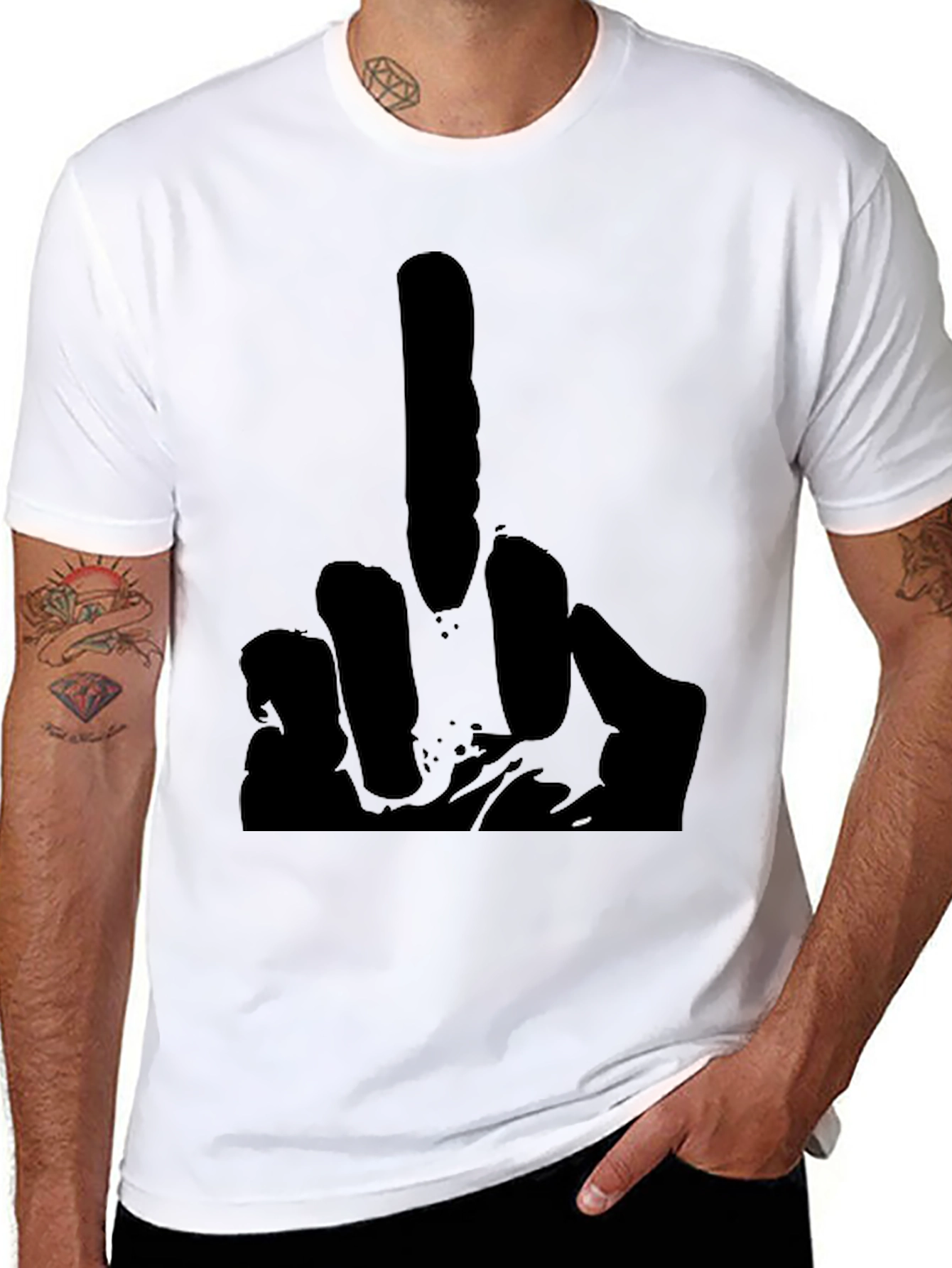 Middle Finger Graphic Tee - Black