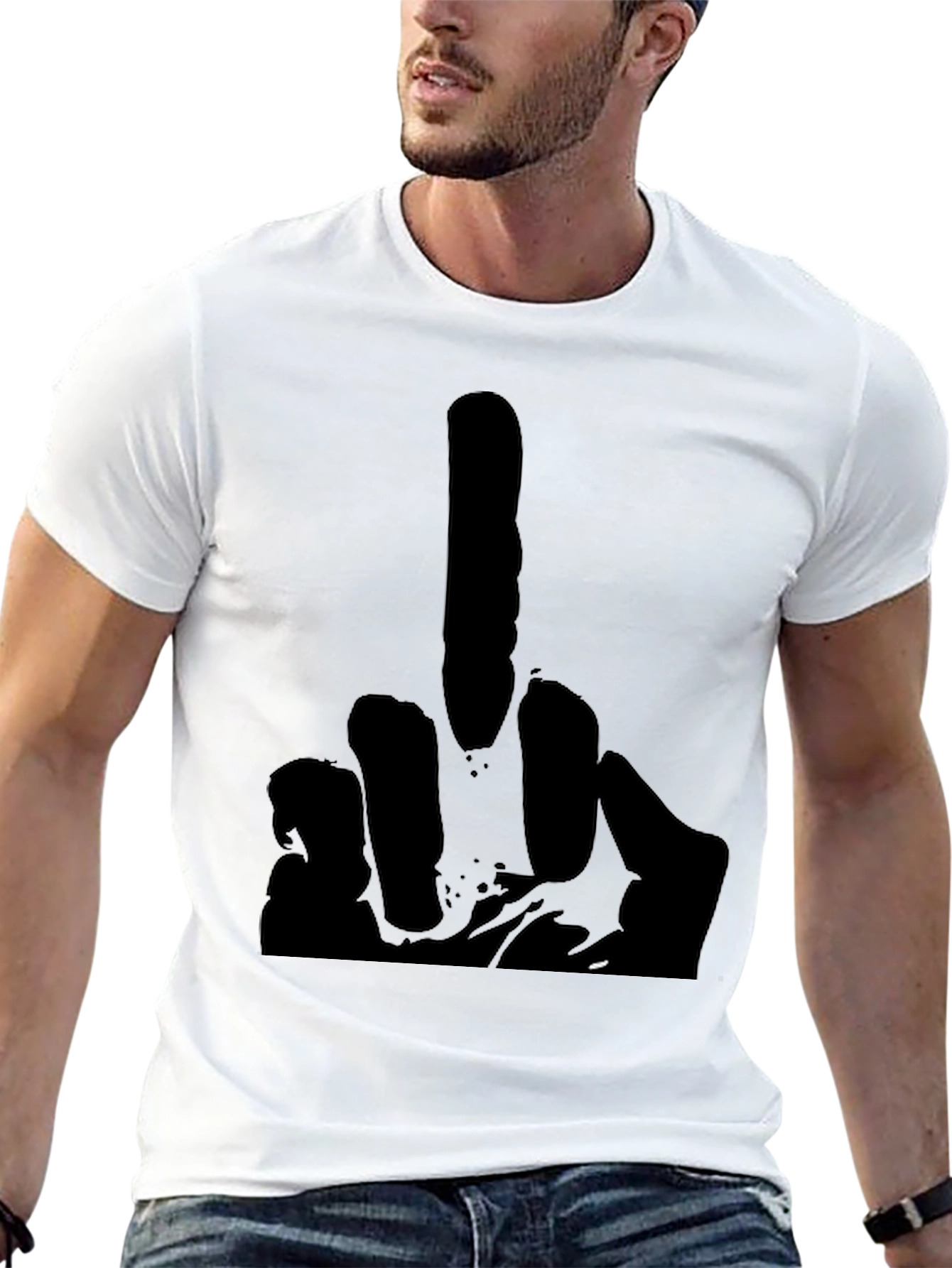 Middle Finger Graphic Tee - Black
