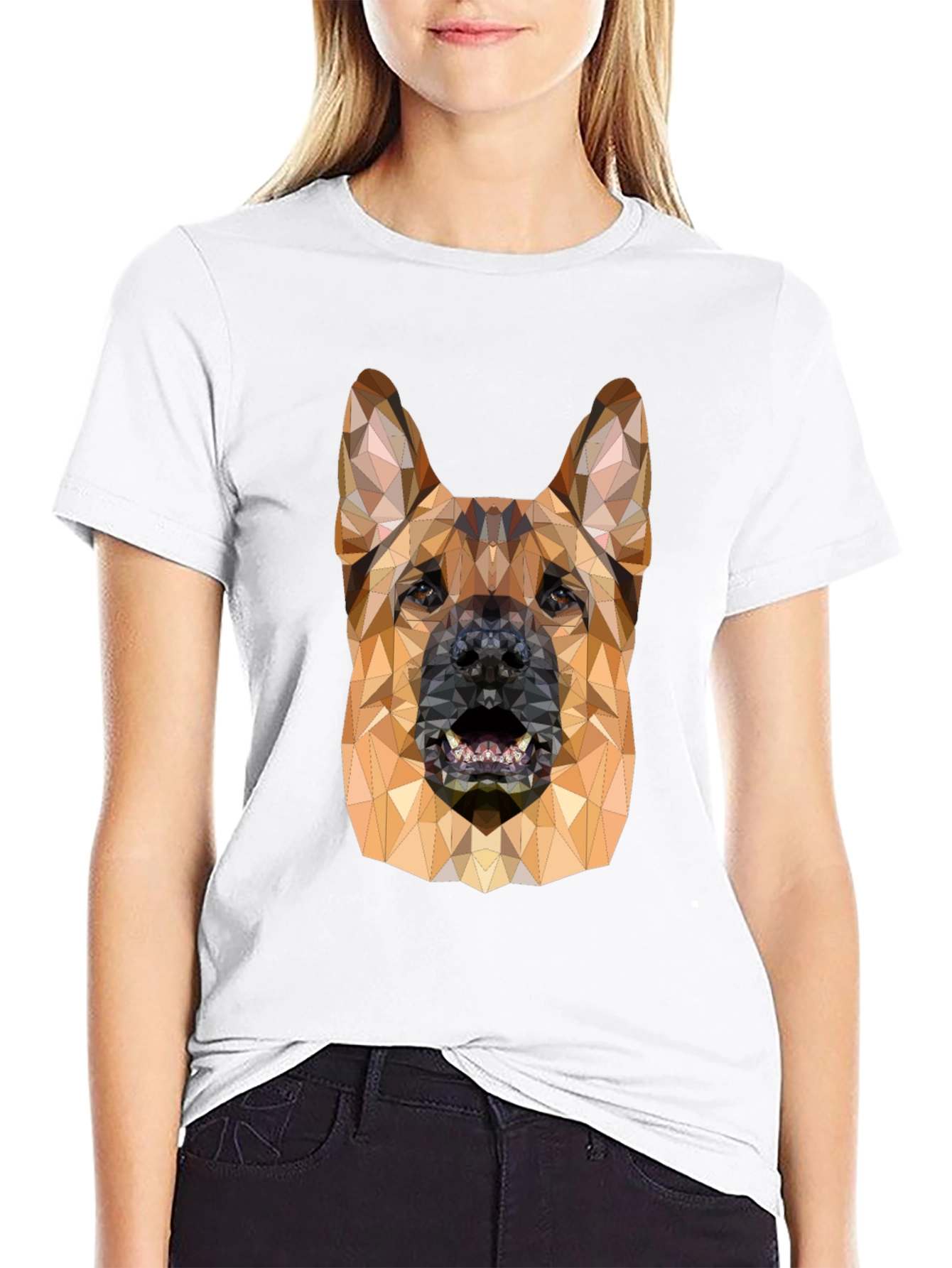 Geometric Dog Head Black T-Shirt