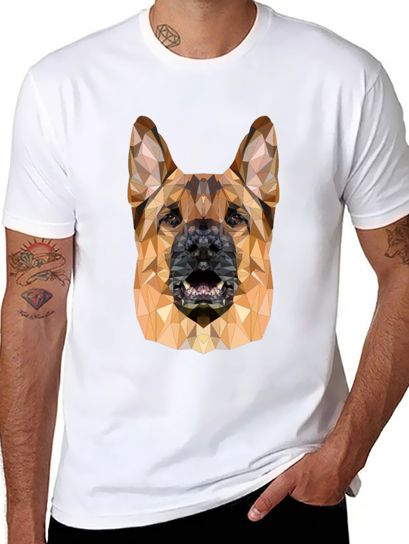 Geometric Dog Head Black T-Shirt