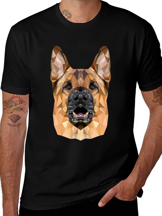 Geometric Dog Head Black T-Shirt