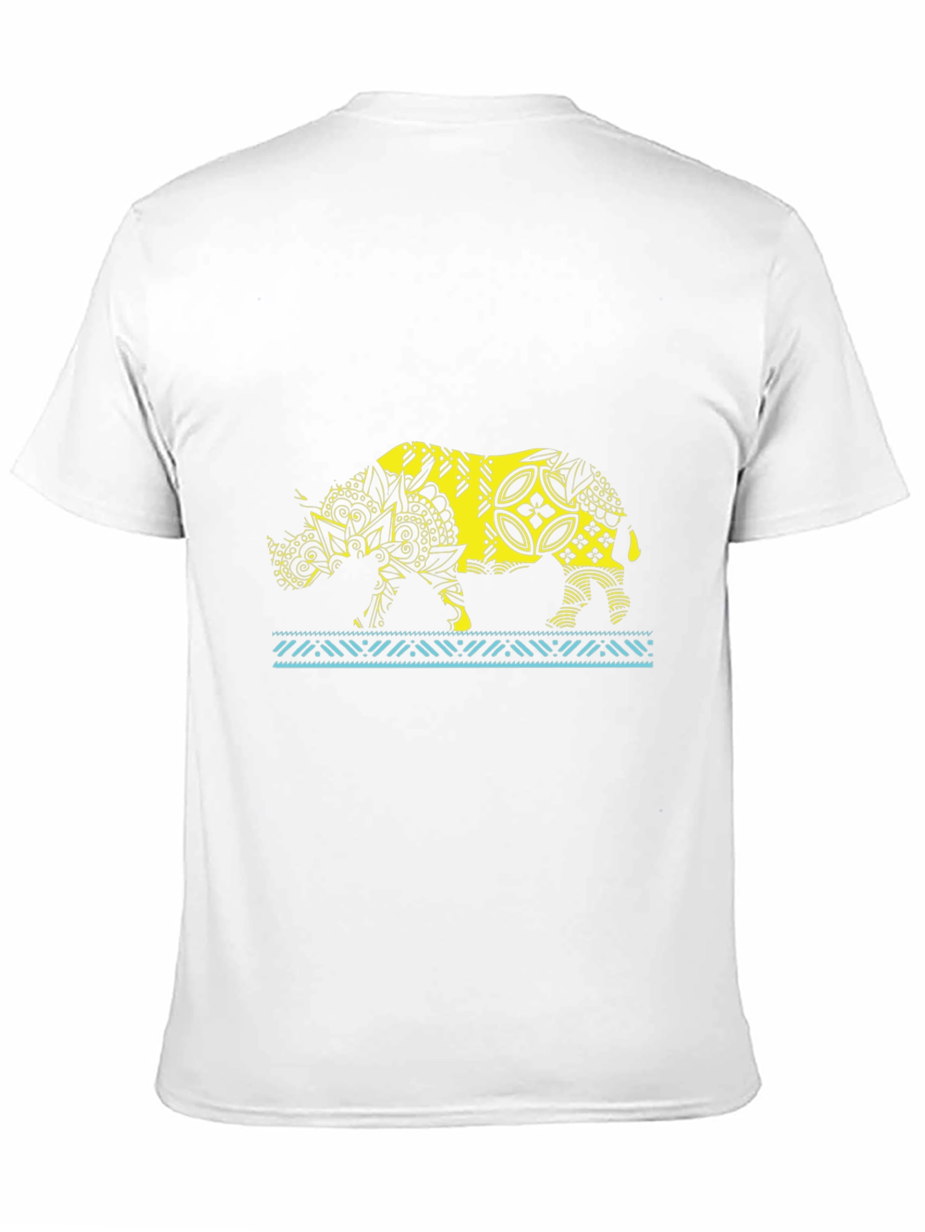 Tribal Rhino Graphic T-Shirt - Black