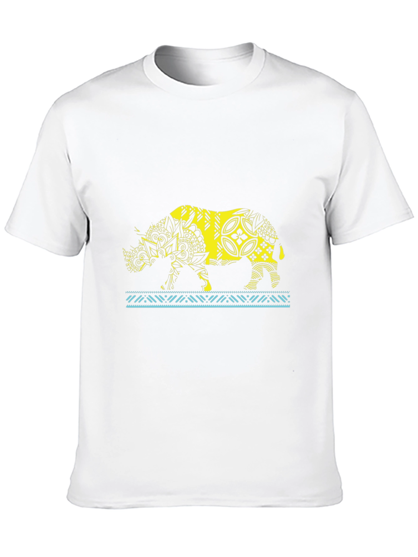 Tribal Rhino Graphic T-Shirt - Black