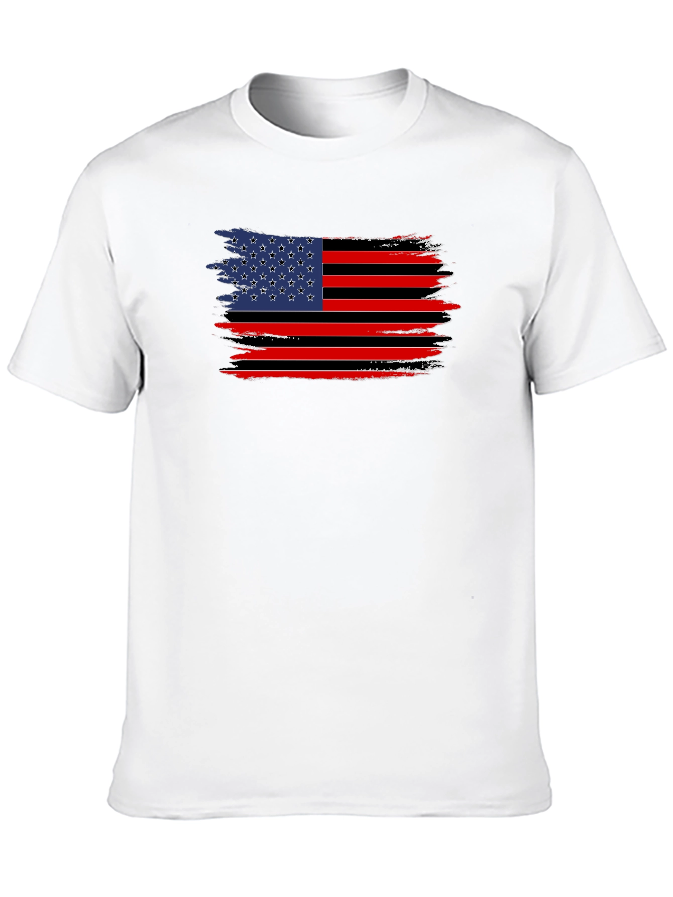 Distressed American Flag Graphic Tee - Black