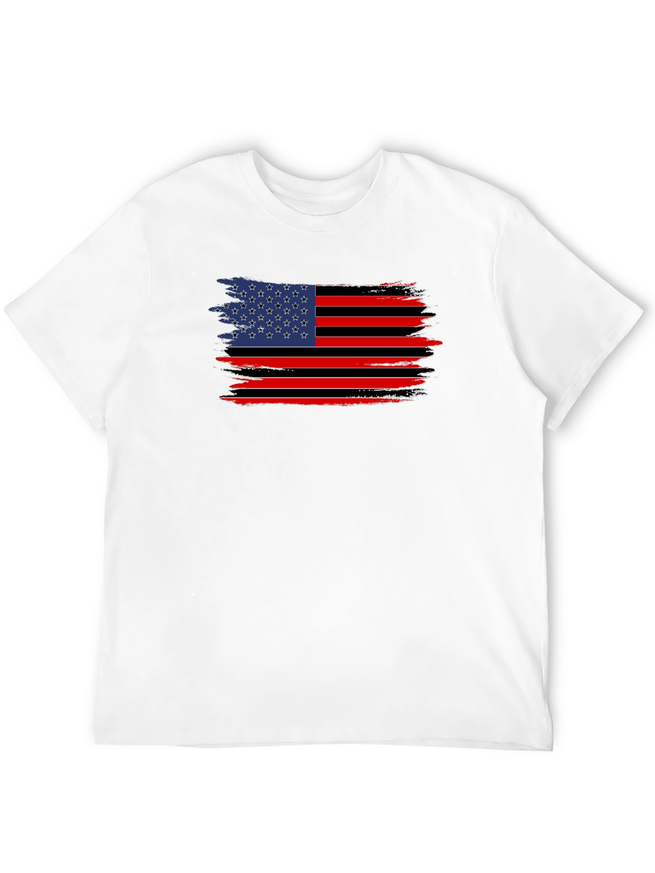 Distressed American Flag Graphic Tee - Black