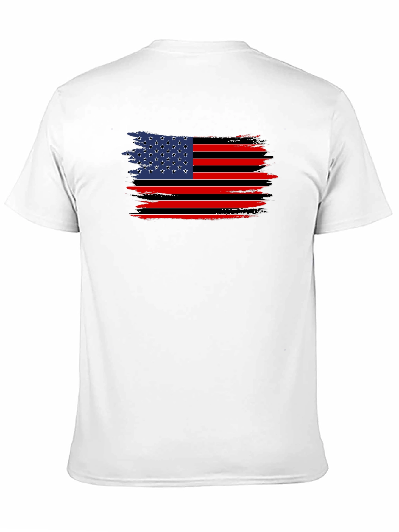 Distressed American Flag Graphic Tee - Black