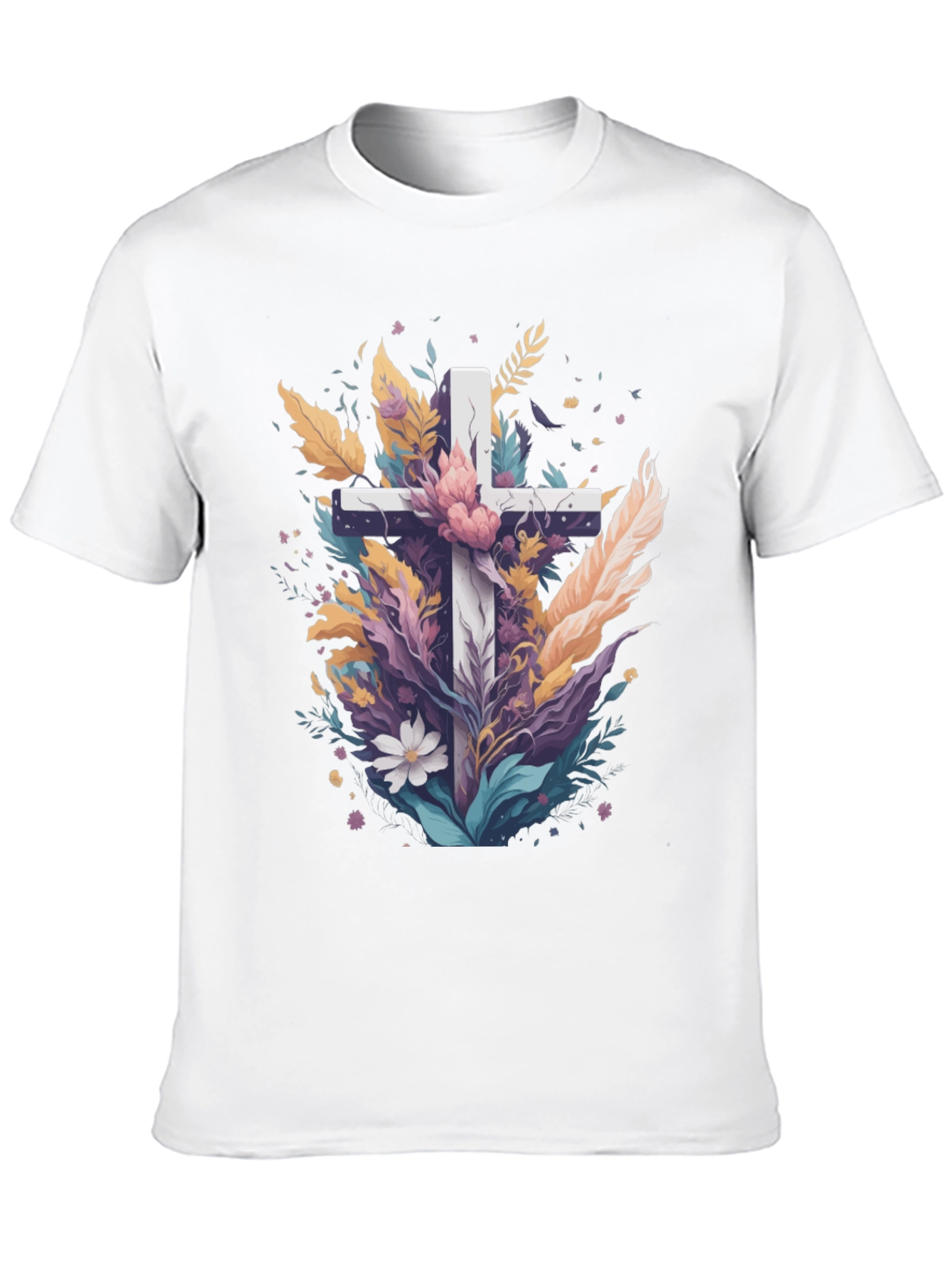 Floral Cross Graphic Tee - Christian Apparel