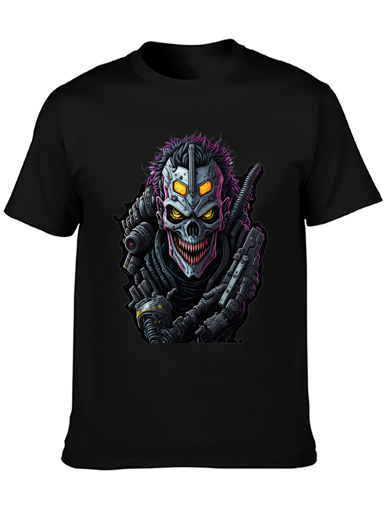 Cyberpunk Skull Graphic Tee - Black